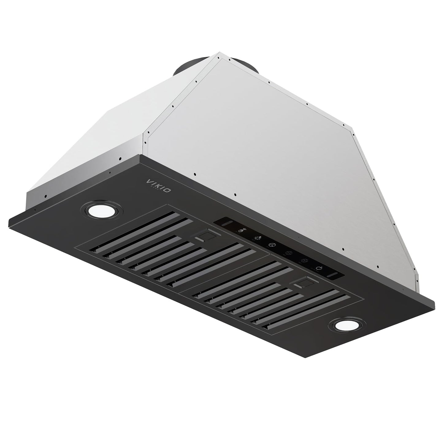 VIKIO HOME Black Built-in/Insert Range Hood 30 Inch, 980 CFM Hood Vent for Kitchen, Ducted/Ductless Convertible Duct, Stainless Steel Kitchen Vent Hood with Gesture & Touch Control, 2 Baffle Filters