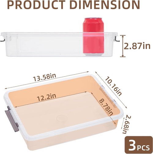 Citylife Plastic Storage Bins - 3 PCS Clear Latching Containers for A4 Paper & Document Organization