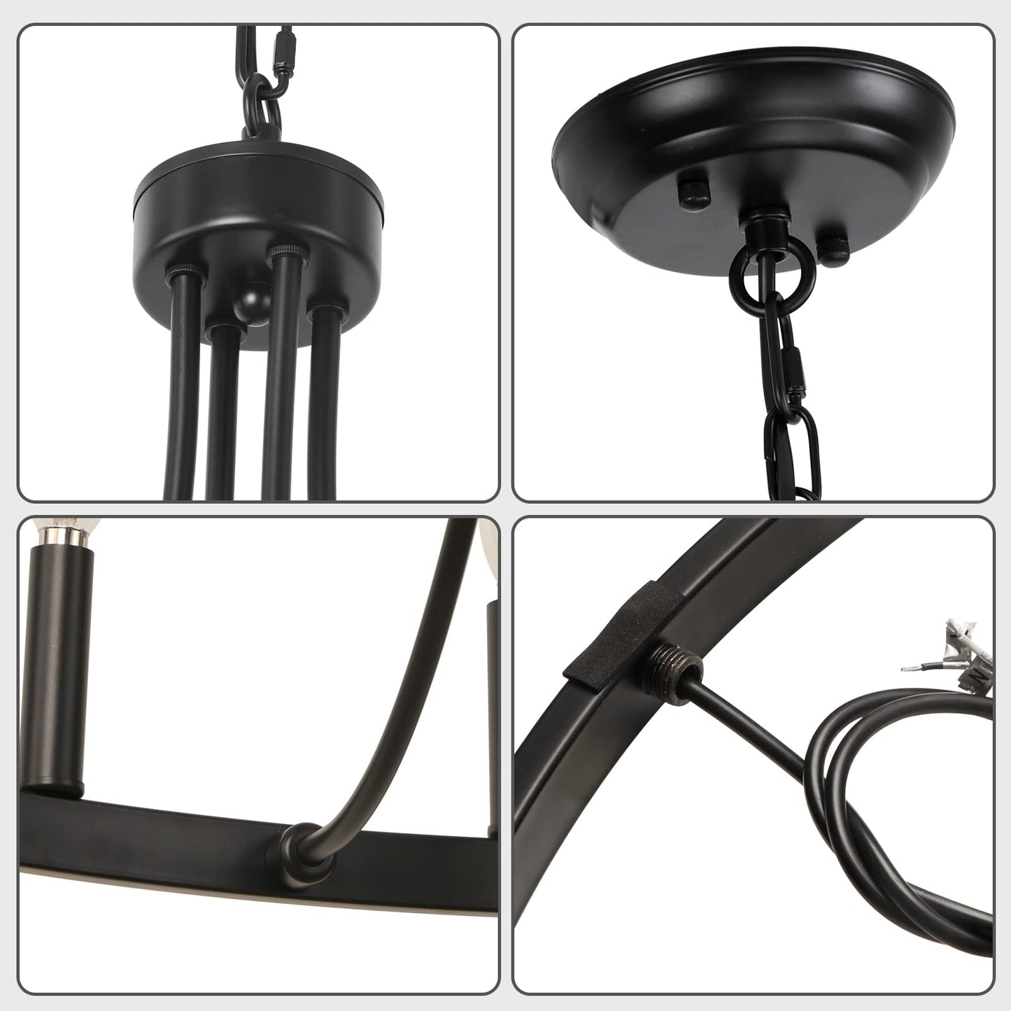 LynPon Black Wagon Wheel Chandelier, 12 Lights Rustic Farmhouse Dining Room Light Fixtures, Diam 27 Inch Round Chandeliers Industrial Hanging Light Fixture for Living Room Kitchen Foyer Entryway