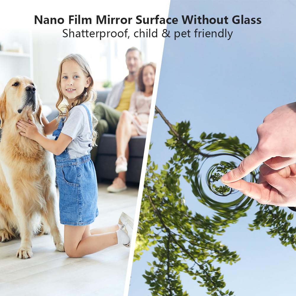HDmuxel 2PCS Full Length Wall Mirror, 71" x 32", Nano Film Surface Without Glass, shatterproof, Safe, Lightweight, only 10lbs Easy to Move and Install, for Home Gym, Dance Studio, Yoga Studio.