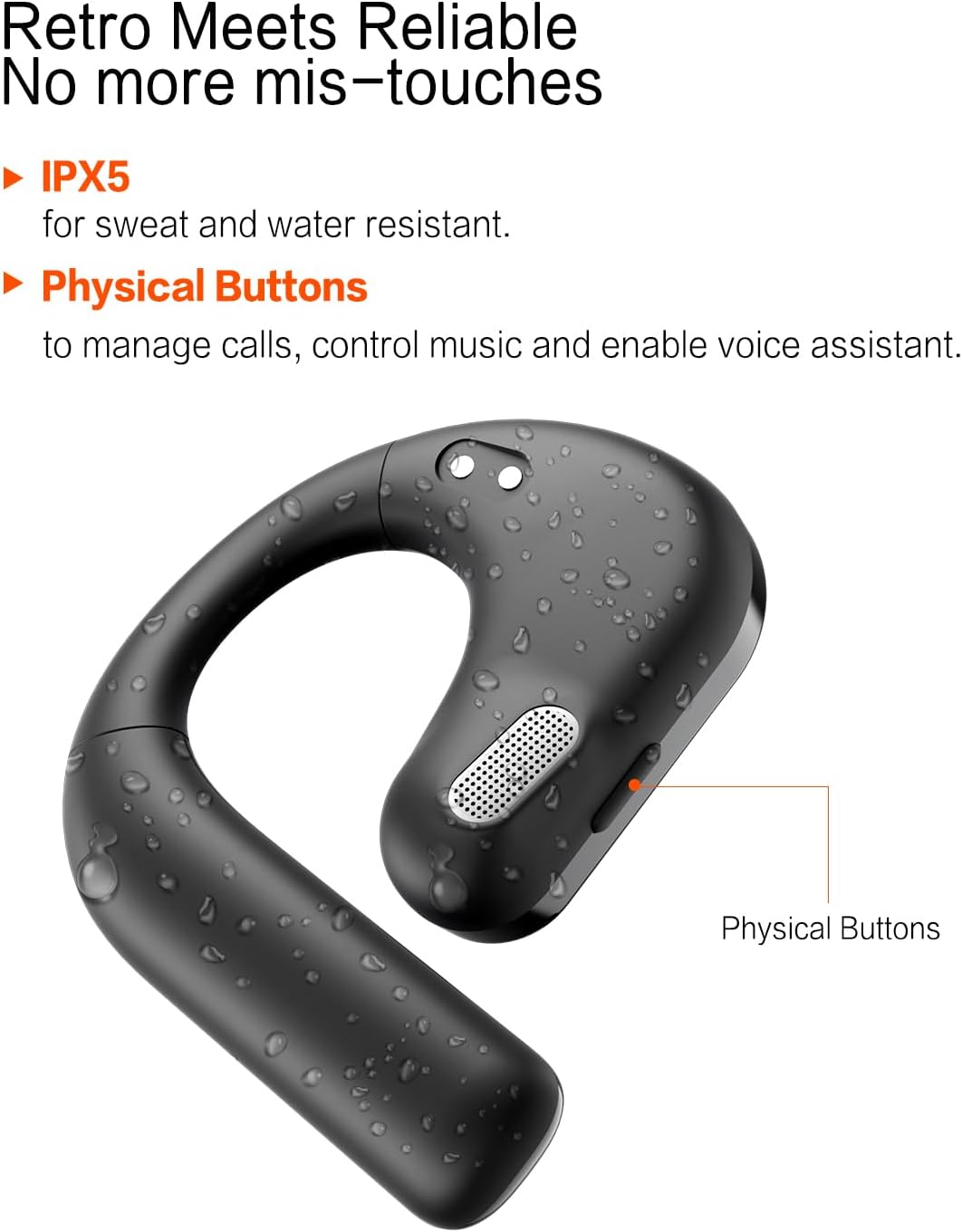 5.4 w/16.2mm 50H 3 IPX5, Open Ear Headphones, Dynamic Bass Boost Bluetooth Air Conduction Wireless Earbuds Large
