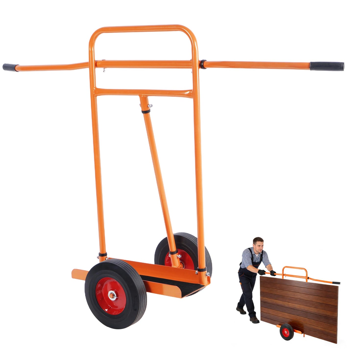 AIWFL Panel Dolly with Handle Heavy Duty Door Slab Dolly 1200LBS Capacity Drywall Cart Mover with 10" Solid Wheels Panel Cart for Drywall Sheet Material Handling All Terrain