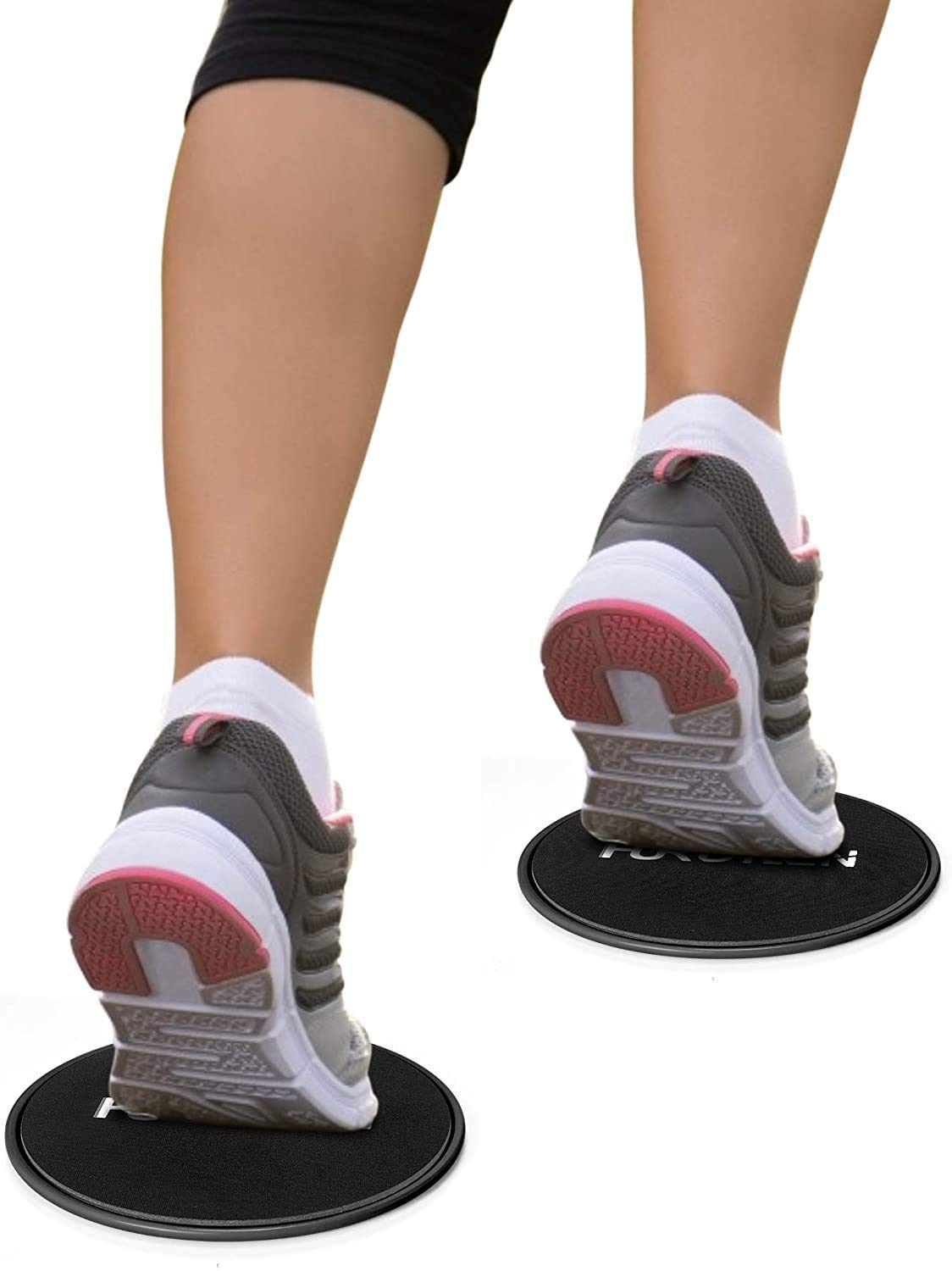 Hurdilen Core Sliders, Exercise Gliding Discs Dual Sided Use on Carpet and Hardwood Floors, Lightweight and Perfect Fitness Apparatus for Training Abdominal Core Strength (Dark Black)