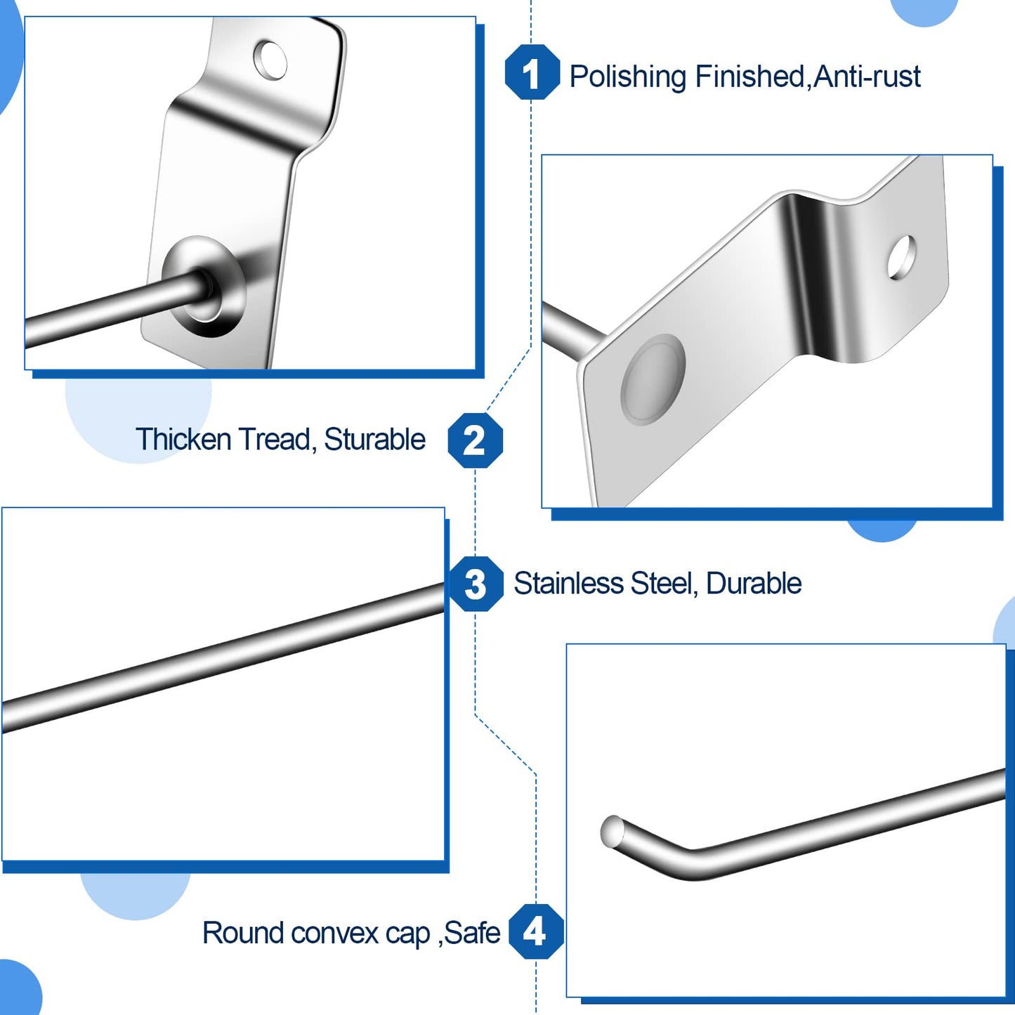 Moxweyeni 100 Pack Slatwall Hooks, 6 and 8 Inch Slatwall Accessories, Metal Panel Wall Hooks Pegs Hanging Hangers Thickness Slat Pegs for Garage Shop Retail Display(Silver)