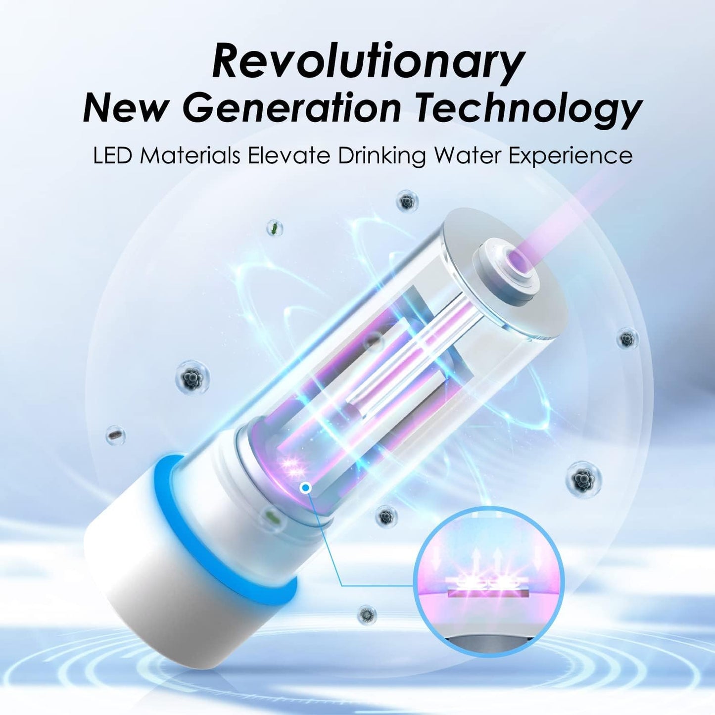 Waterdrop LED UV Ultraviolet Water Filter for Under Sink Water Filter and Reverse Osmosis System, Reduces up to 99.9% of Harmful Substances, Mercury-Free, FCC Certified, Stainless Steel, 50 Year Life