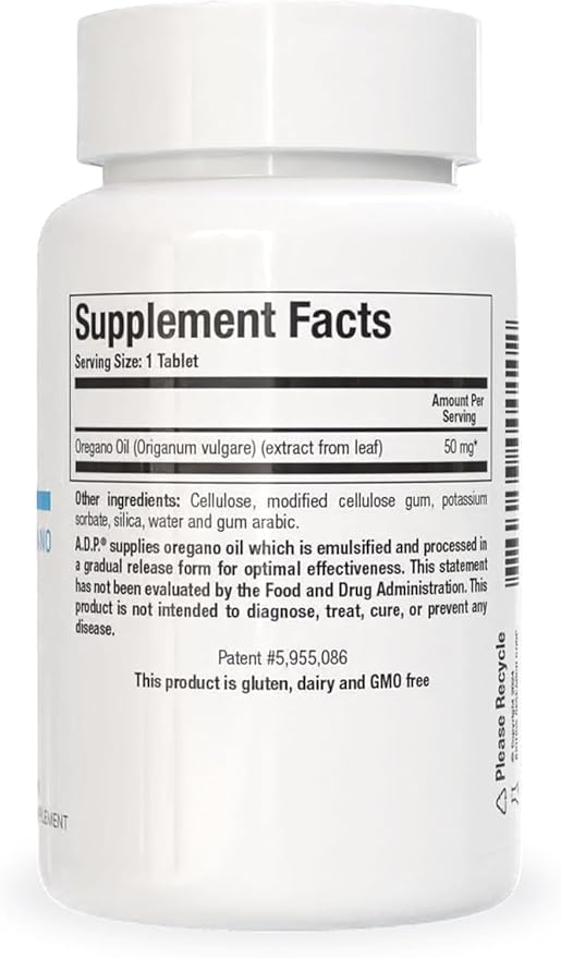 Biotics Research A.D.P. Emulsified Oil of Oregano Tablets for GI Health -Sustained Release for High Absorption Contains Carvacrol, Wild Oregano Oil 50mg/S - Patented Formula -Non GMO ??20 Tablets