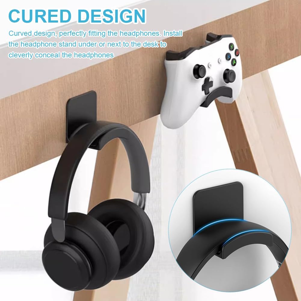 Vornetil Headset Headset Headphone Hanger Holder, Universal Wall Mount Hook Strong Adhesive Desk Hook Stand