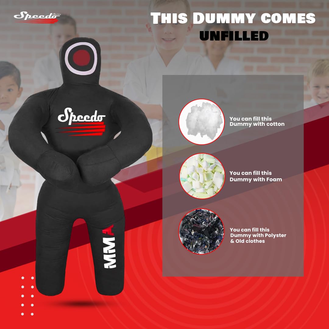 Kids Grappling Dummy – Unfilled Wrestling, Jiu Jitsu & MMA Training Partner for Kids - Durable Canvas - UNFILLED (Black, 100 CM)