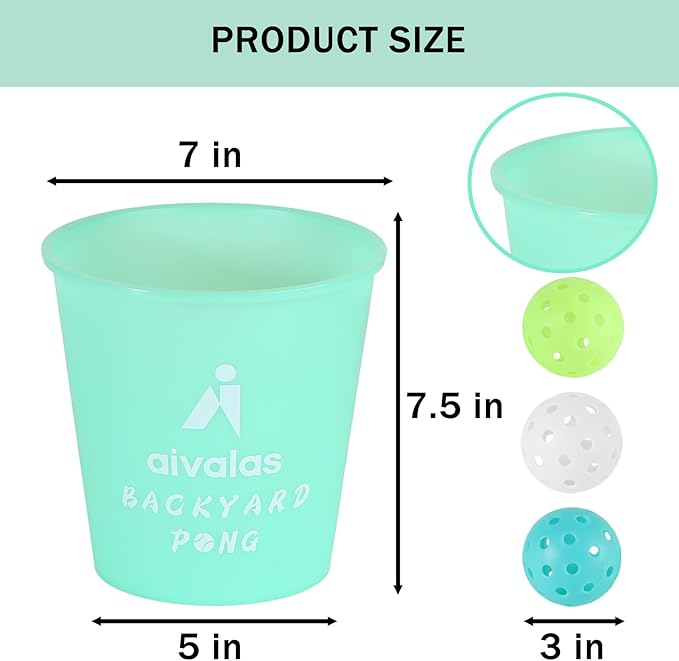 Yard Pong Outdoor Games Glow Set in Dark for Adults,Family and Kids,Giant Yard Pong for Beach,Camping,Lawn,Backyard and Yard Parties,with Buckets, Balls and Carrying Bag