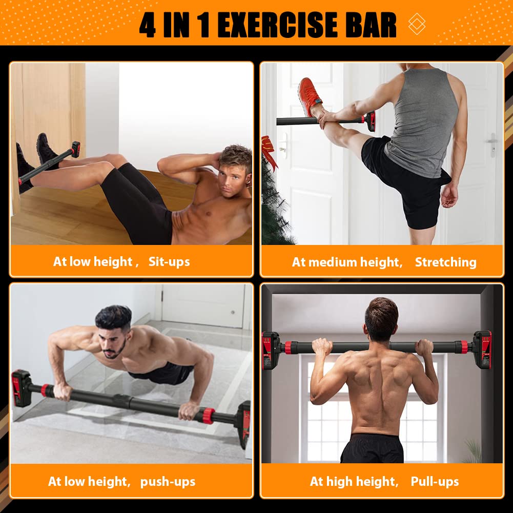 Pull Up Bar for Doorway, Strength Training Pull-up Bars, Chin Up Bar, No Screws, With Level Meter and Adjustable Width for Home Gym Upper Body Workout, No Installation Required, Max Load 440 LBS