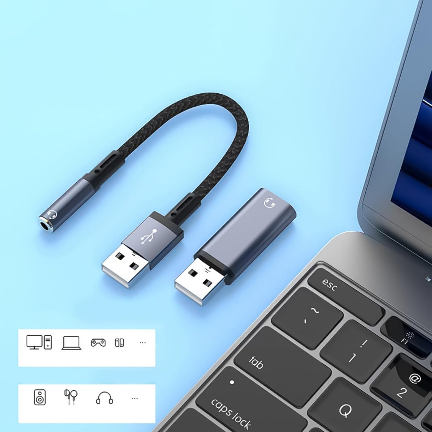 DRAGONRUN 3.5mm 3.5mm USB to Adapter USB to Cable for Headphones Window Laptop Desktops Docking Station