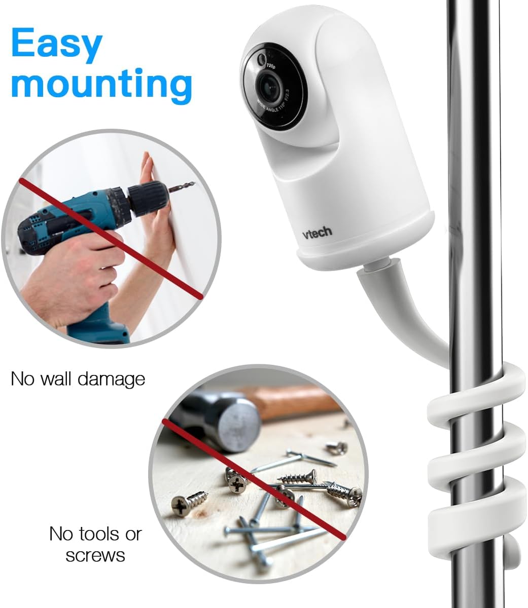 Koroao Flexible Twist Baby Monitor Mount for VTech Advanced HQ Max Baby Monitor Camera (White)