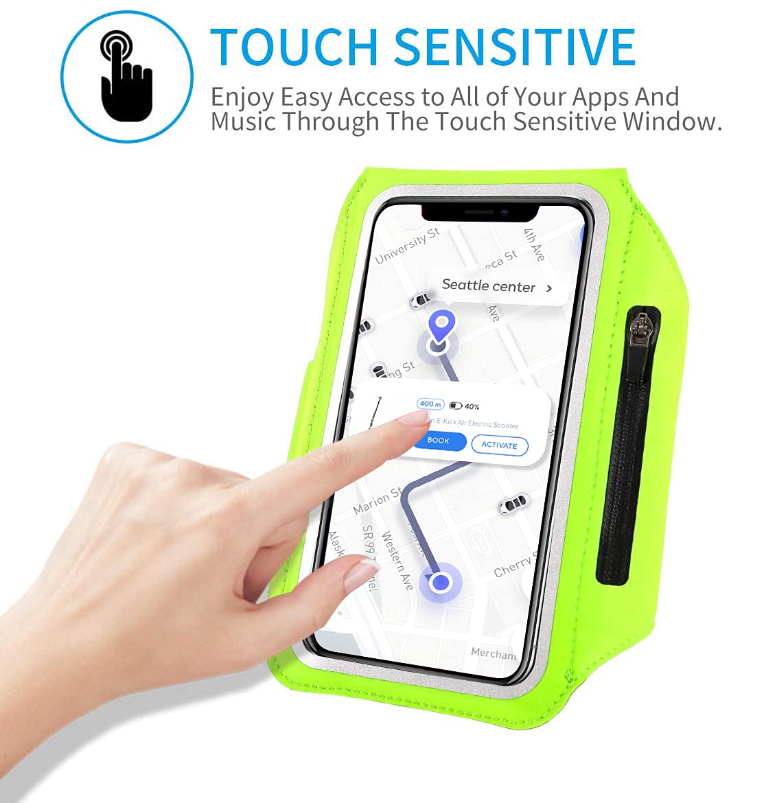 Running Armband with Earphone Bag Cell Phone Armband for iPhone 17 16 15 Pro 14 Plus 13 11 XR, Galaxy S24/S10 Water Resistant Sports Phone Holder Case & Zipper Slot Car Key Holder for 6.7 inch Phone