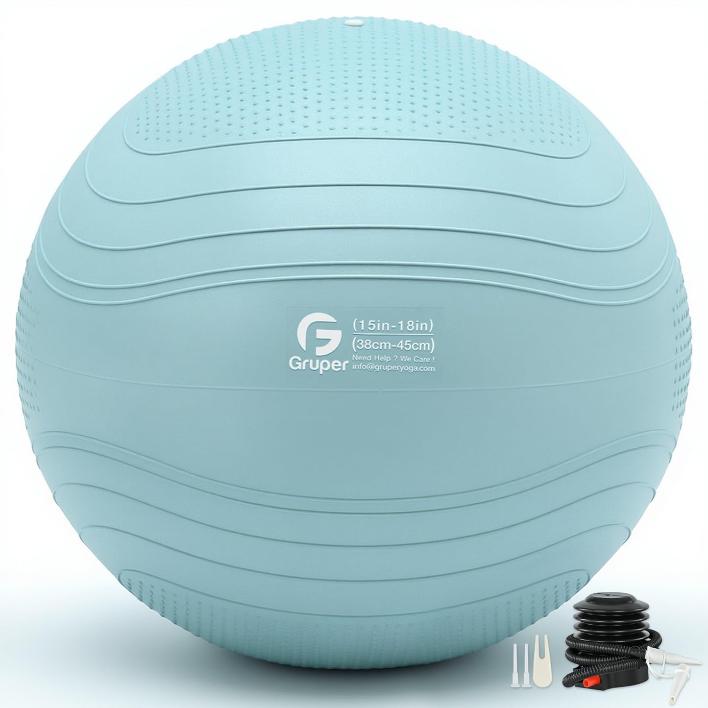 Gruper Yoga Ball, Extra Thick Exercise Ball for Workout Pregnancy Stability - 4 Sizes Anti Burst Balance Ball for Yoga, Pilates, Fitness, Birthing, Physical Therapy - Includes Pump