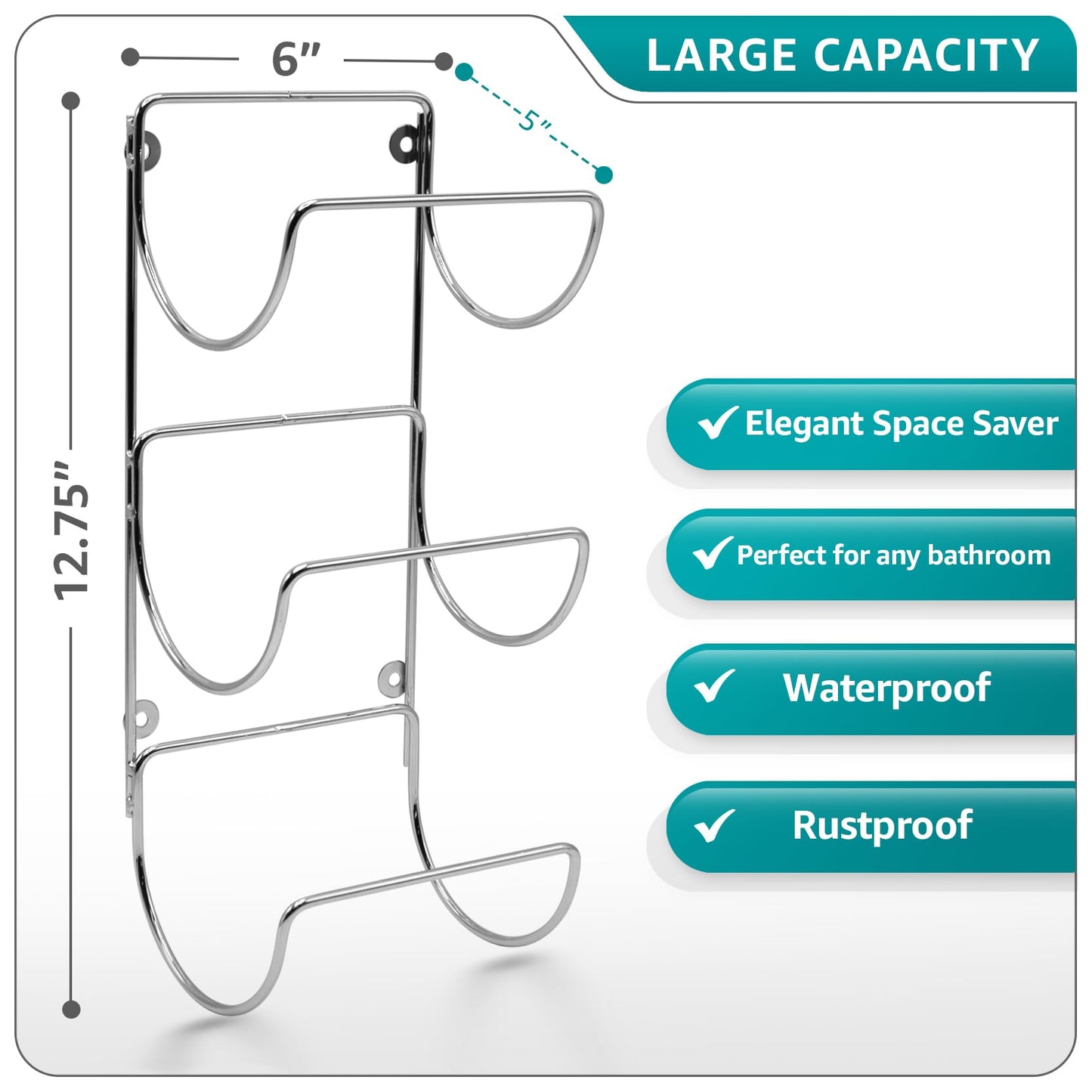Sorbus Bathroom Wall Mounted Towel Rack - 12 Level Shelves for Rolled Towels, Washcloths, Linen - Spa, Salon & Towel Storage