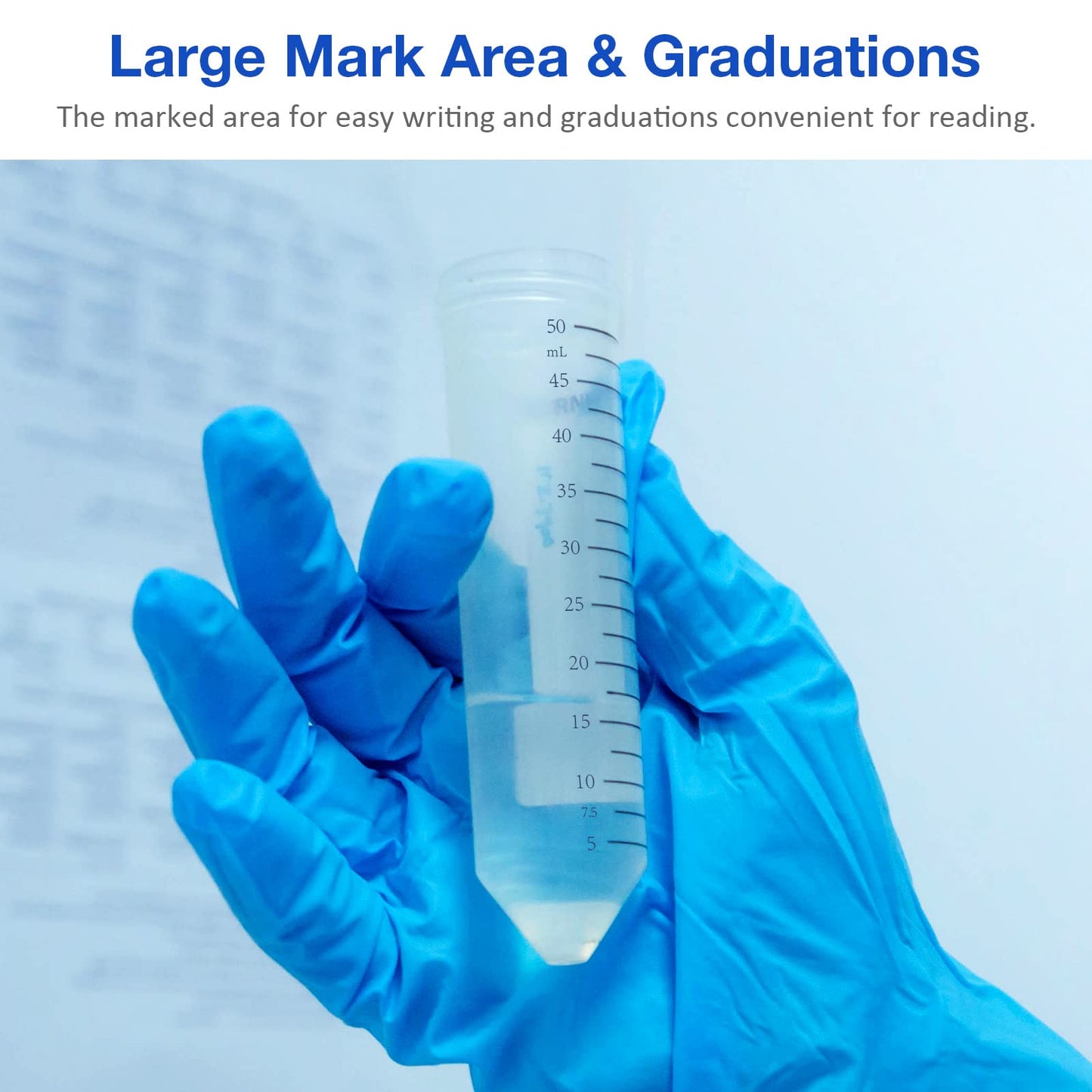 SimPure Centrifuge Tubes 50mL, Conical Tubes Sterile 25 PCS, Polypropylene, Leak-Proof Screw Caps, Plastic Container with Graduated and Write Marks, Non-pyrogenic, DNase/RNase Free, Human DNA-Free