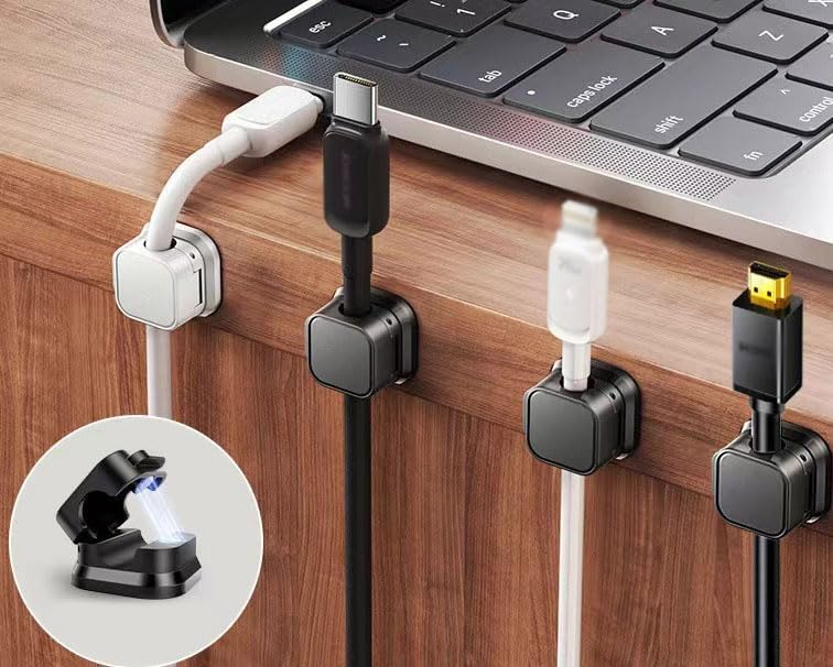 Generic 12 Pack Magnetic Cable Clips [One-Snap Lock] Phone Cord Holder for Desk, Adhesive Magnetic Cord Organiser
