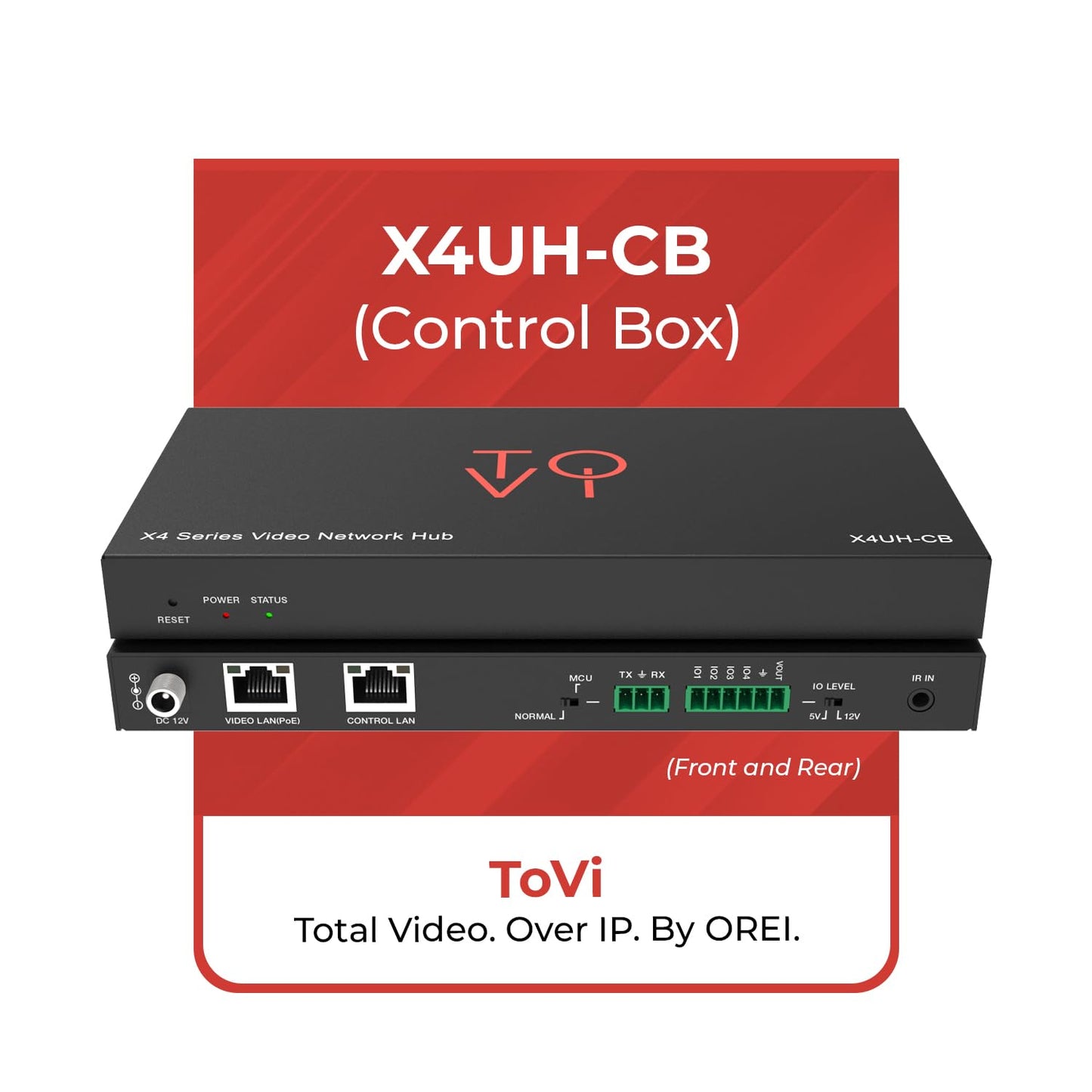 ToVi X4UH-CB AV Over IP Network Hub with Dual LAN Ports, RS-232 IR KVM CEC Control, PoE, HTTPS/SSH Security, Web GUI Management for AV Distribution
