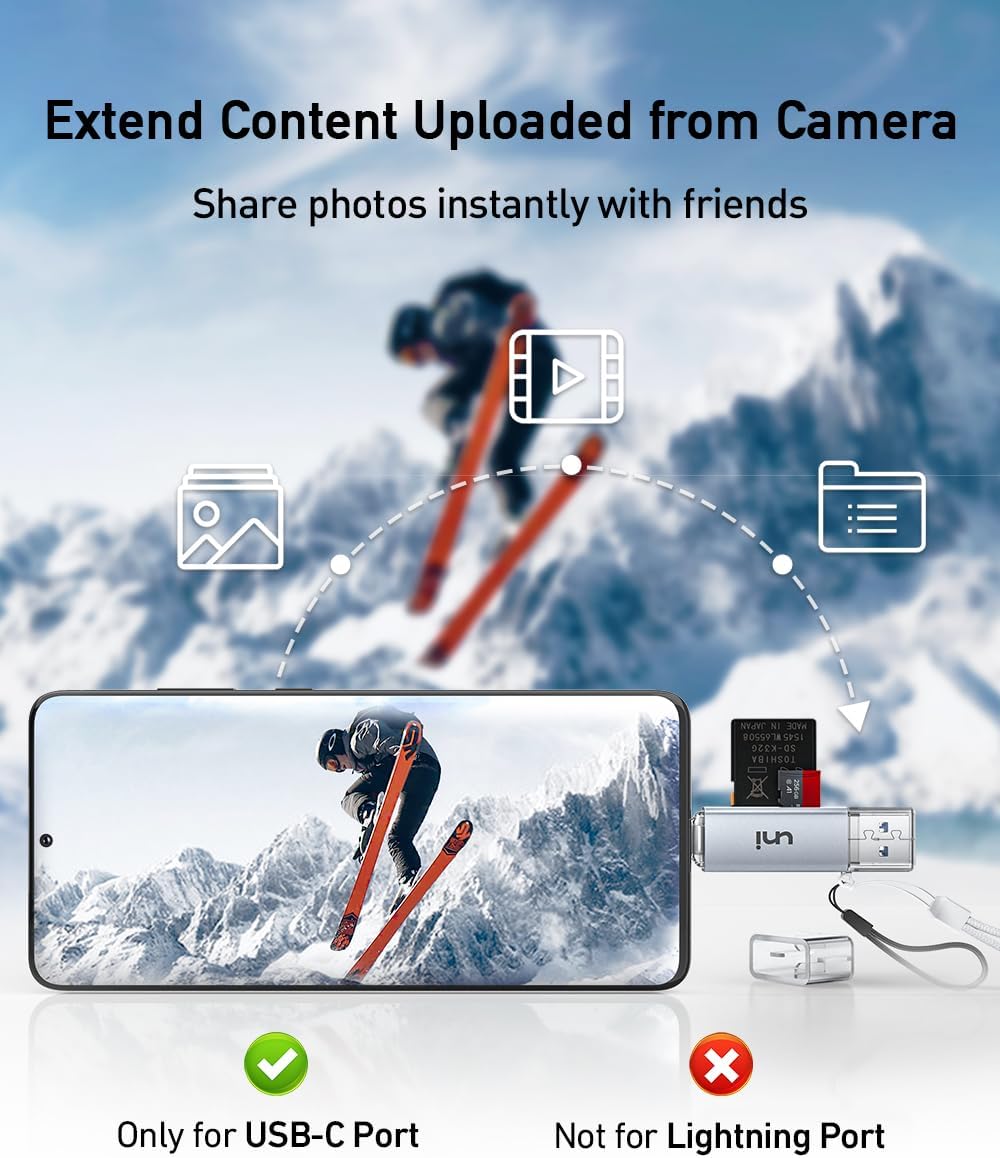 uni 3.0 SD/SDHC/SDXC/MMC, SD Card Reader, High-Speed USB C to Micro SD Card Adapter USB Dual Slots, Memory Card Reader
