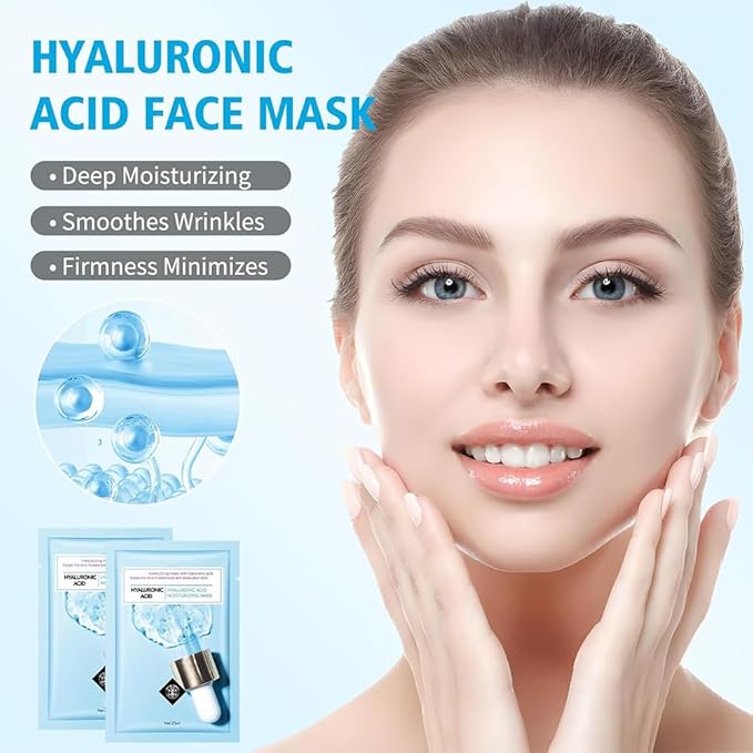 Face Sheet Mask Skincare for Women, Hyaluronic Acid Face Masks Sheets Skincare, Hydrating Sheets Facial Mask Moisturizing Face Mask for Women Skin Care, Facial Sheet Masks15 Packs