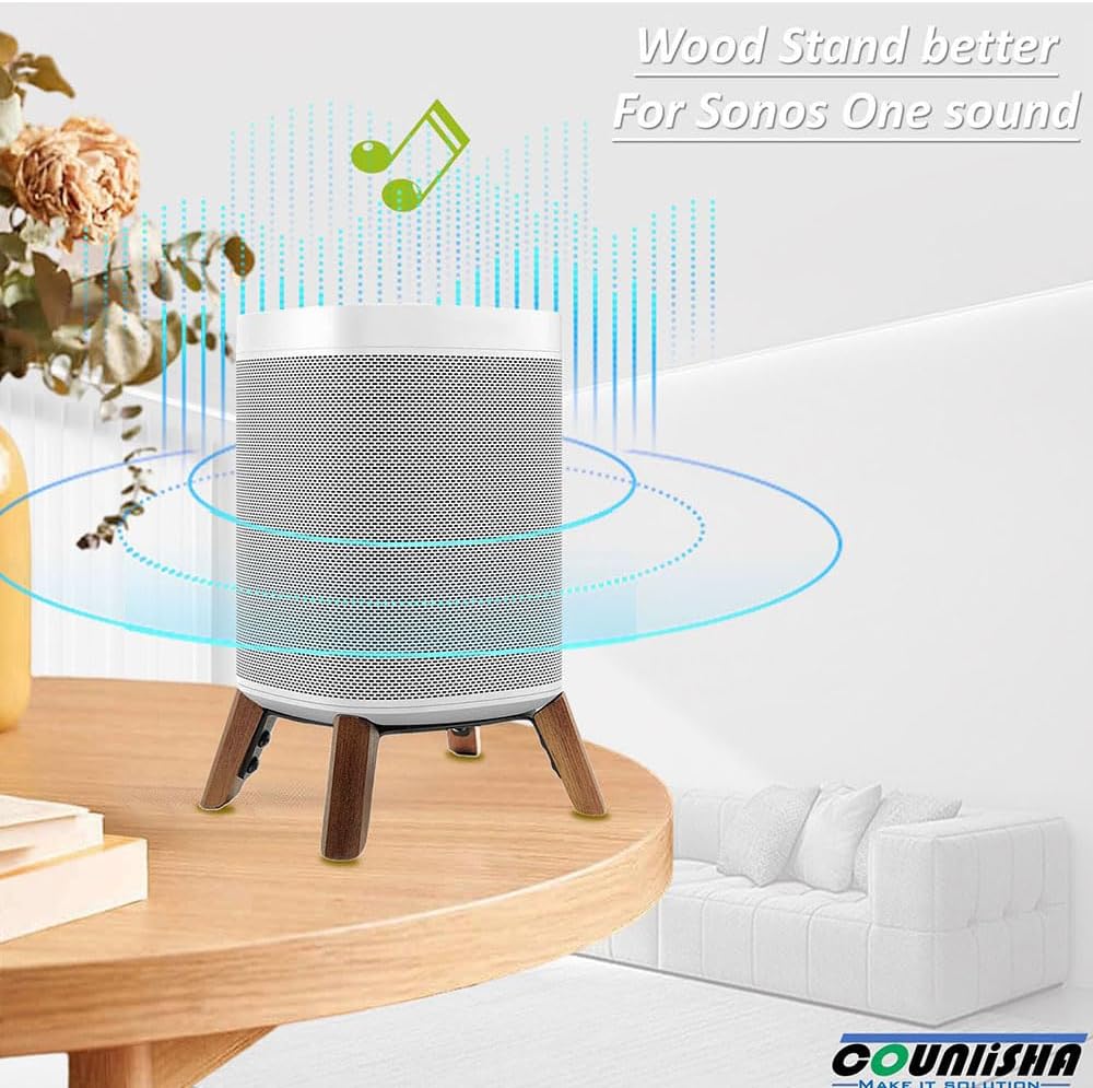 Counlisha Play:1 gen2,Walnut Real Wood Stand Compatible for Sonos One, One SL, Home Speaker,Tripod Mount Accessories
