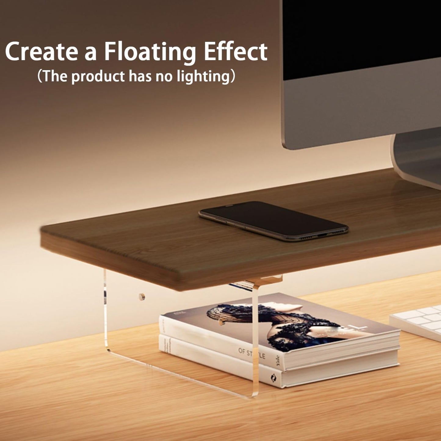 SRTFINE 2.16/3.34 Inch 2 7.8 15.7 Inch Anti-slip Monitor Stand Riser Height Adjustments Clear Acrylic Stand with Clear