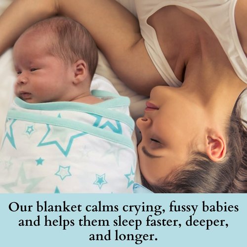 Miracle Blanket Swaddle Wrap - Soft & Secure Sleep Sack for Infants - Easy-to-Use Swaddling Blanket (Gray Stars)