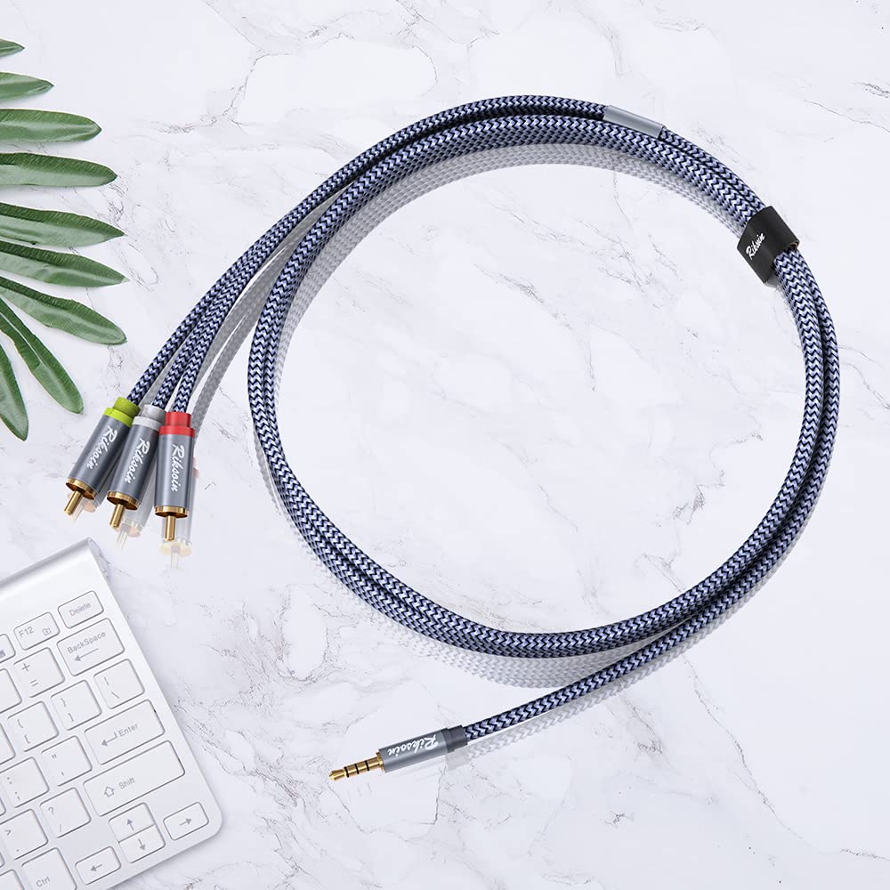 3.5mm 3 6.6FT/2M 3.5mm 3-Male MP3, to RCA Audio Video Cable, to RCA Adapter Stereo AUX Cord AV Cable for Camcorders
