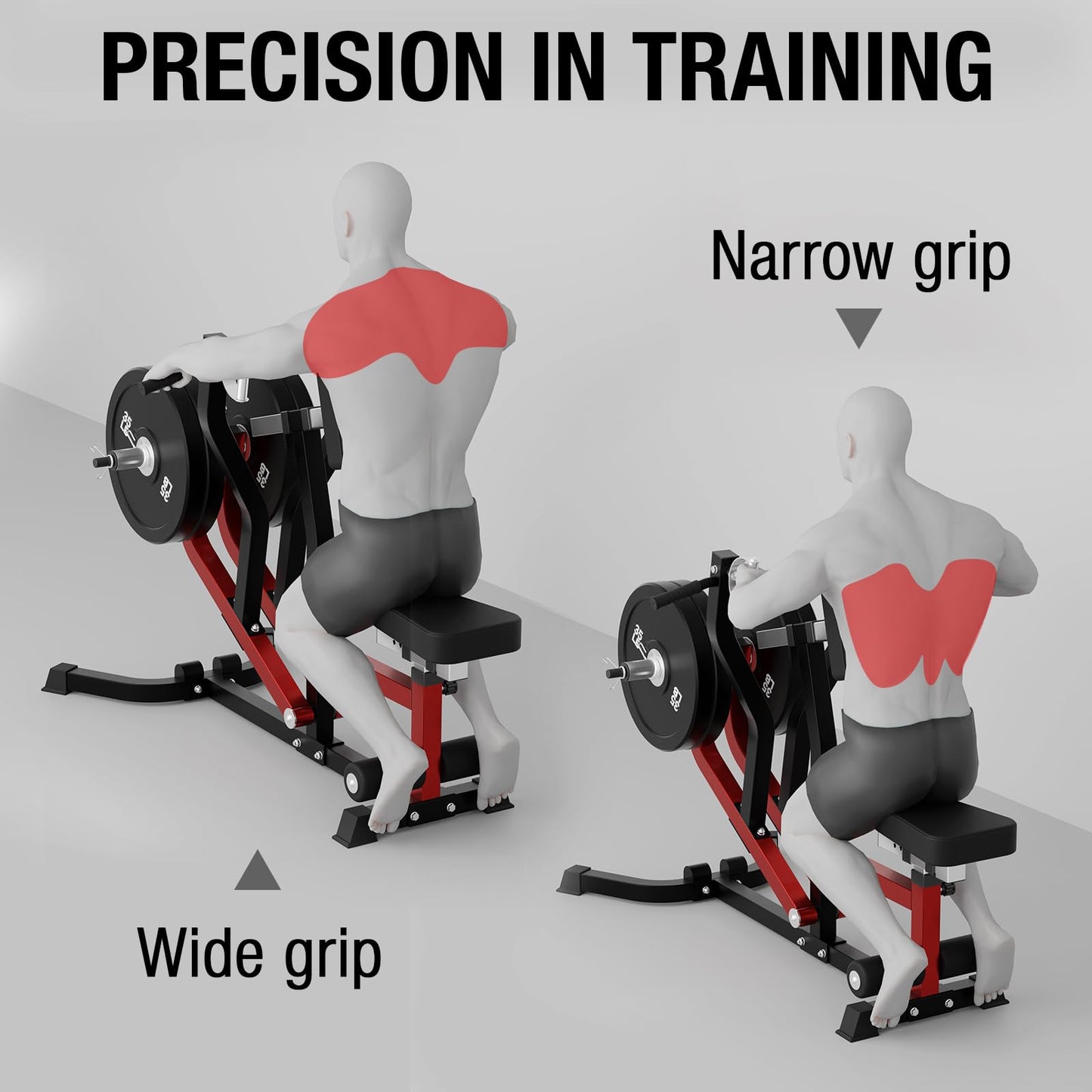 Mikolo Plate Loaded Seated Row Machine for Home Gym, 400LB Capacity, Independent Arms & Adjustable Seat for Full Back Workout