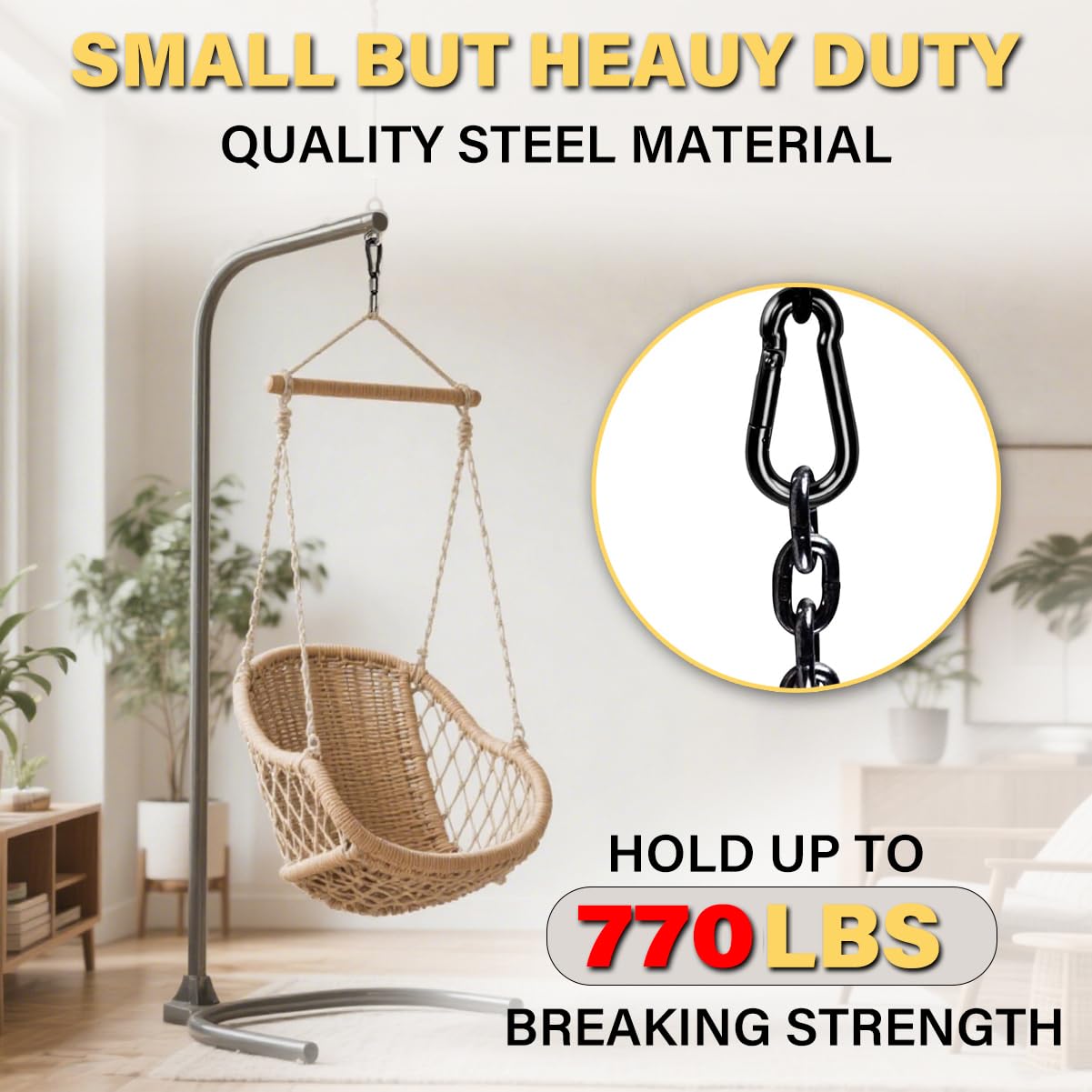 2Pcs Heavy Duty Spring Snap Hooks, 770LBS Capacity, Utility M10 Carabiner Clips, Heavy Duty Carbon Steel Carabiner Quick Link Snap Hooks for Hammock Fitness Gym Outdoor Boating