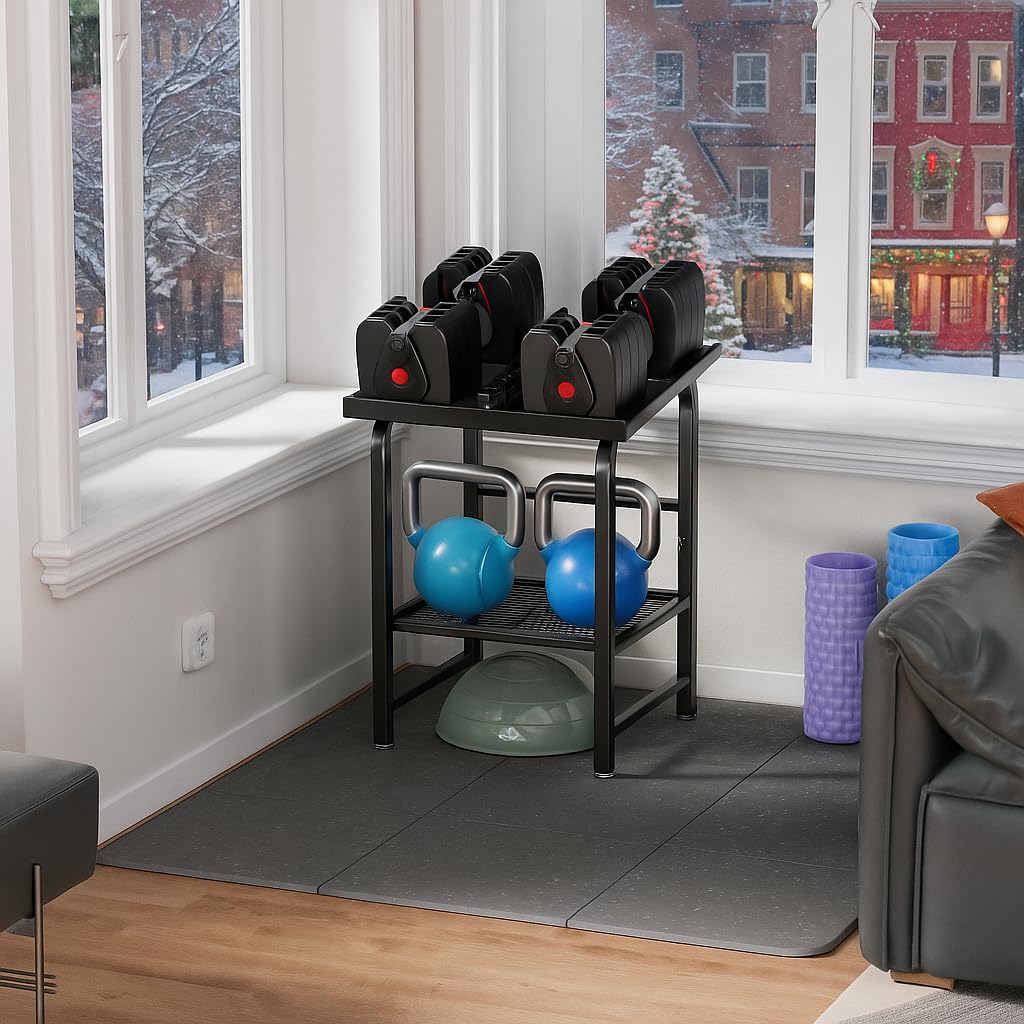 Dumbbell Rack Only Weight Stand Fits For Adjustable Weight 500lbs Load up Heavy Duty Kettlebell Stand for Home Gym（No Dumbbell, Rack Only）