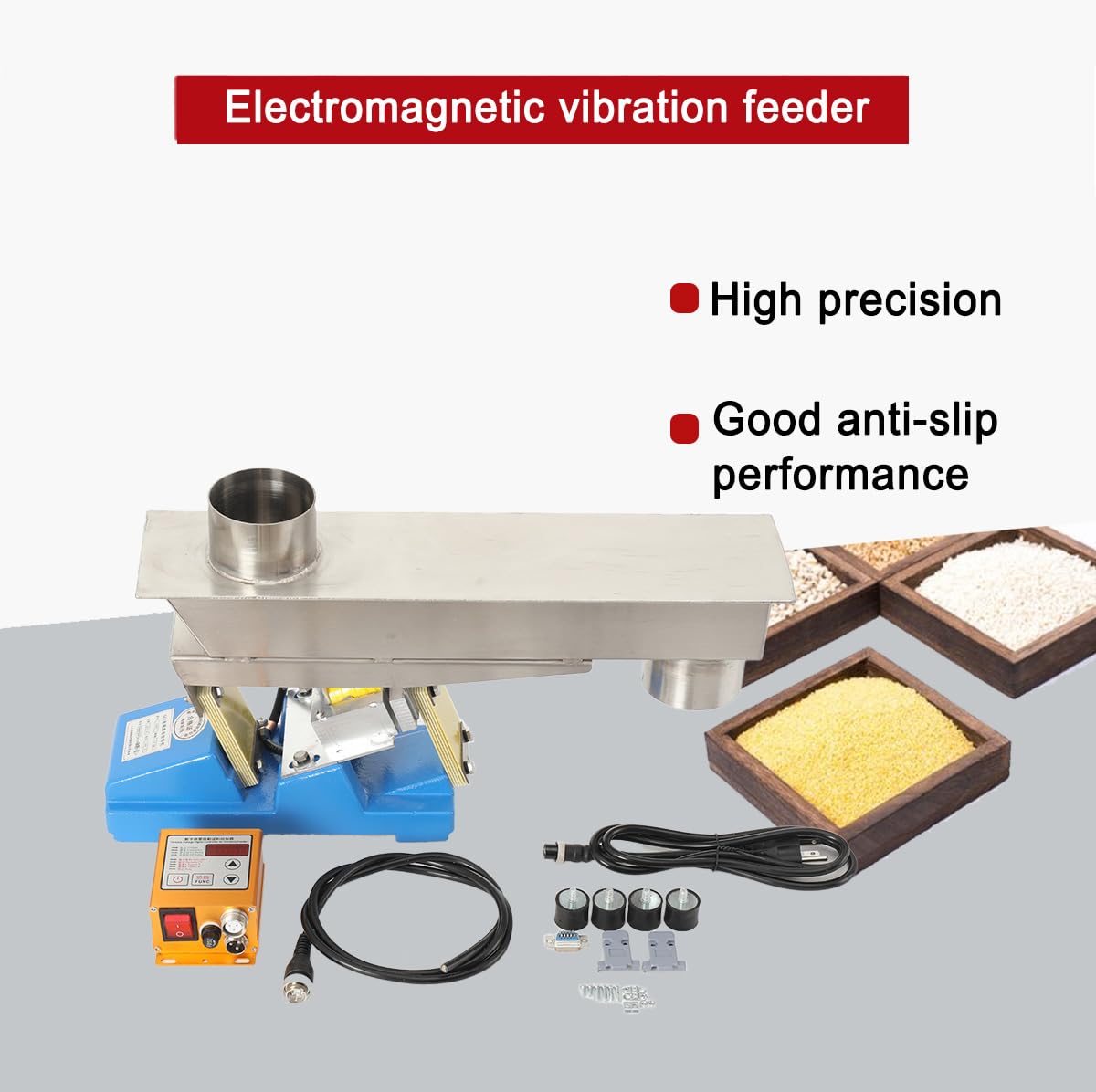 20W Electromagnetic Vibrating Feeder Shaking Feeding Machine 1T/h Direct Vibration Feeders Material Conveyors 110V GZV-3F