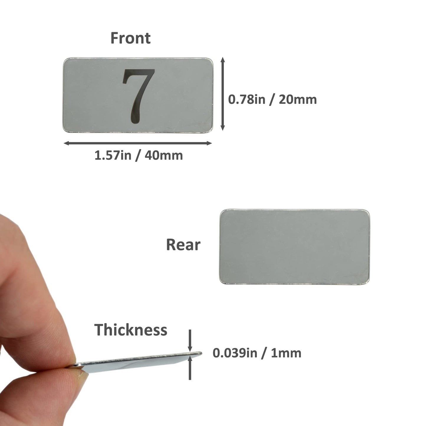 StayMax Rectangle Metal Numbered Tags Stainless Steel Number Tag Key Tags with No Holes (1-25)