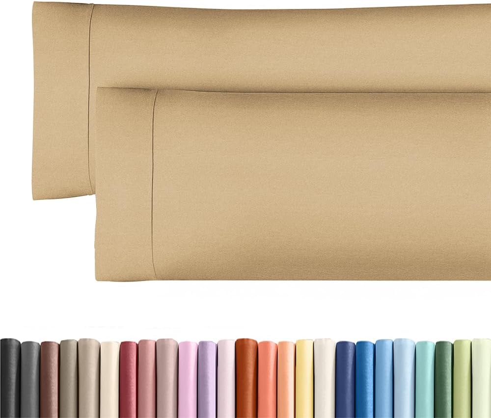 Skiennix Body Pillowcases Set of 2 | Soft 20x54 Long Pillow Covers for Side Sleepers - Wrinkle & Fade Resistant, Machine Washable in Heathered Tan