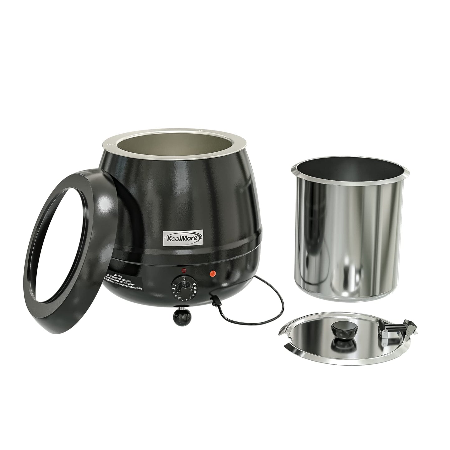 KoolMore Commercial Soup Kettle Warmer with Hinged Lid and Removable Pot Insert for Buffet, Restaurant, Party, Event, and Catering, Large 2.5 Gallon, Electric [Black] (SK-BK-3G)