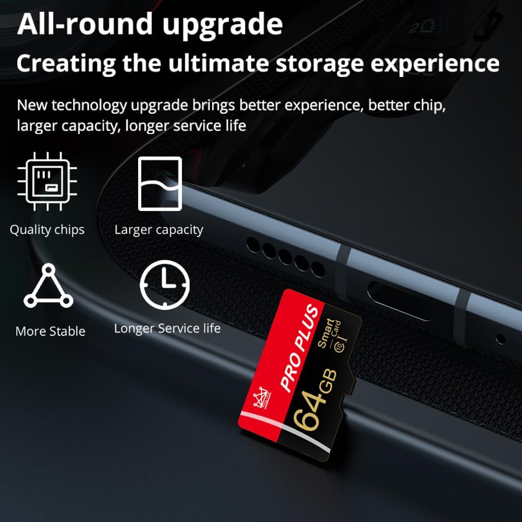 Bliksem 5 Pack 64GB C10 A1 (64GB-5 Pack) TF Card with Adapter, High Speed Memory Card, UHS-I Memory TF Card
