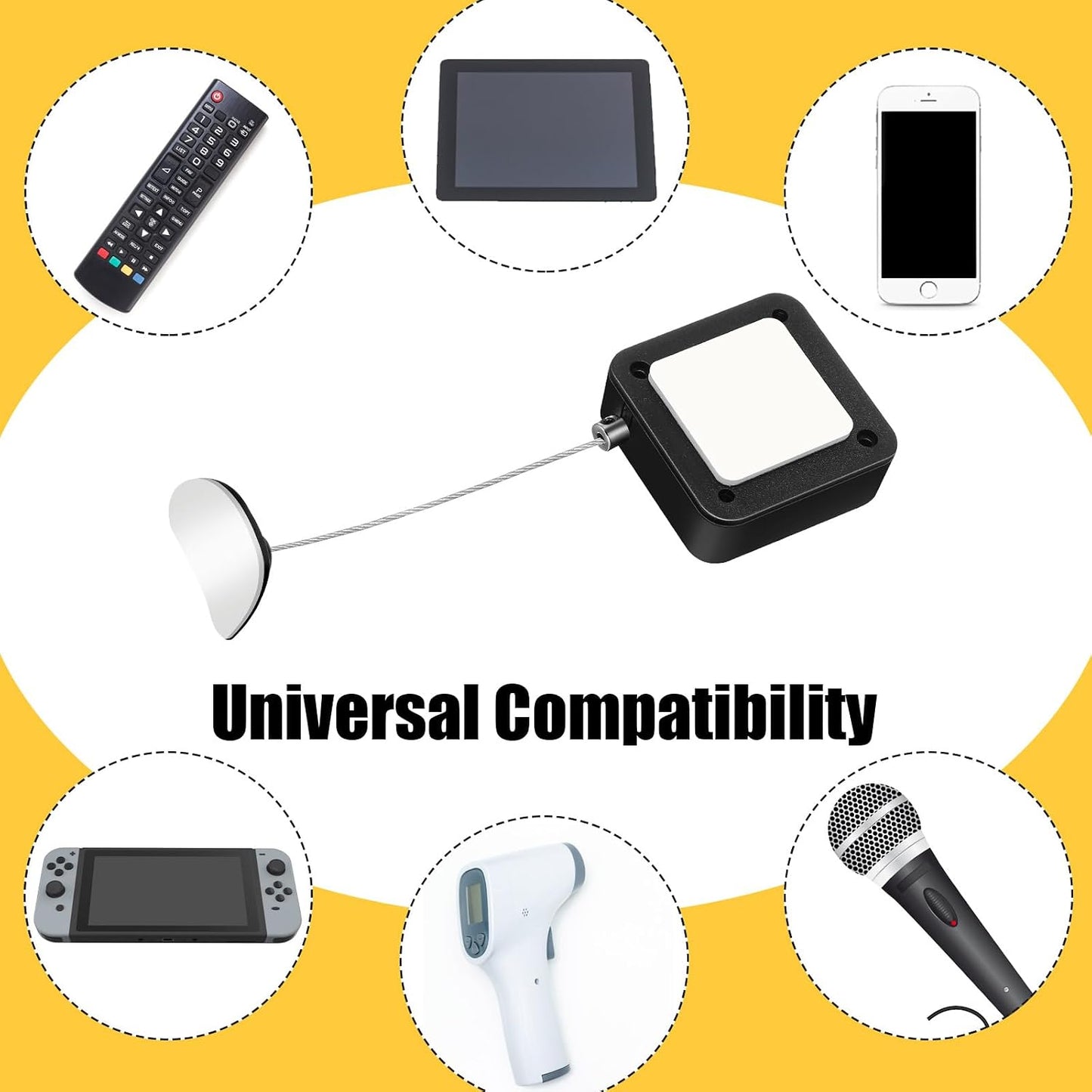 Mimorou 9 6.5 Pcs ft Retractable Security Cable Lock with Double Sided Adhesive and Screws TV Remote Control Tether