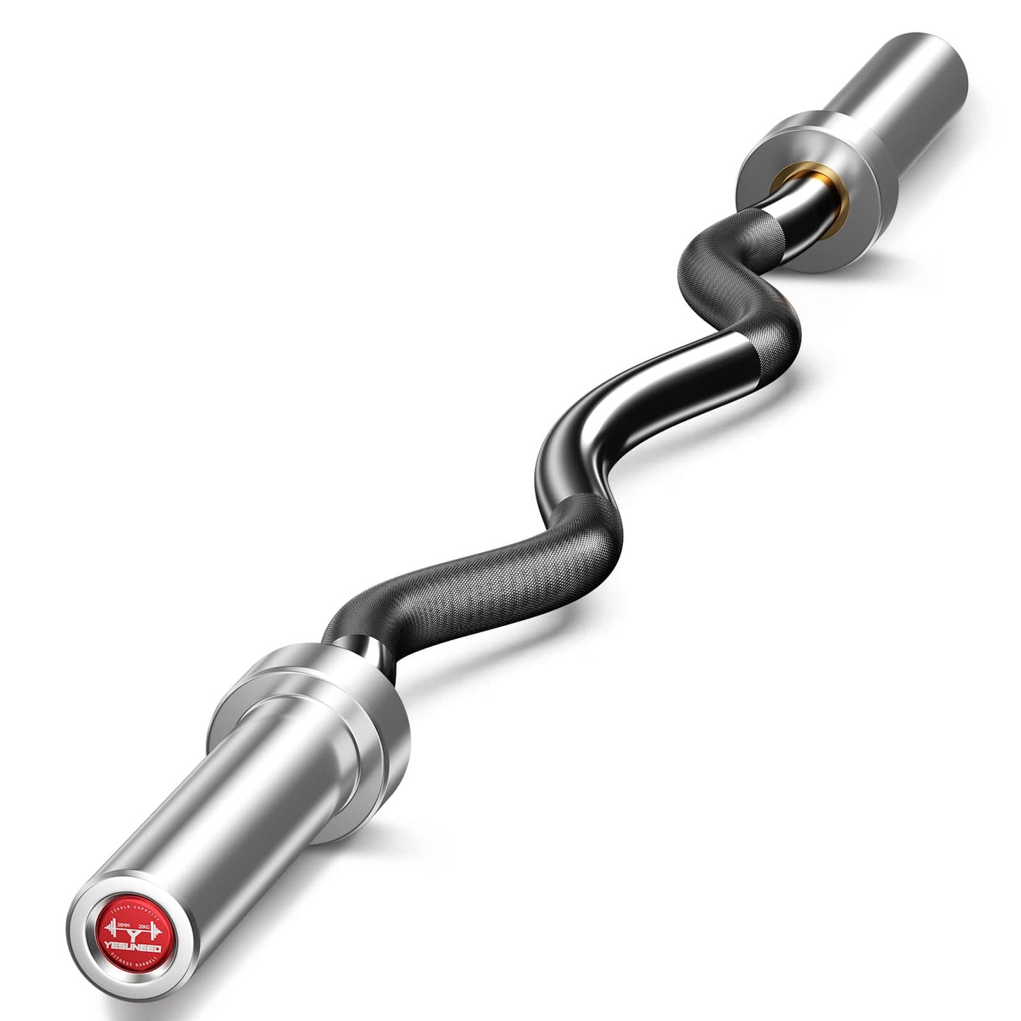 Elevens Olympic Barbell EZ Bar Curl Bar 4ft/5ft/7ft for 2 Inch Weight Plates, Perfect for Home Fitness (300lb/330lb/400lb/700lb/1000lb/1500lb) (Black-22lb)