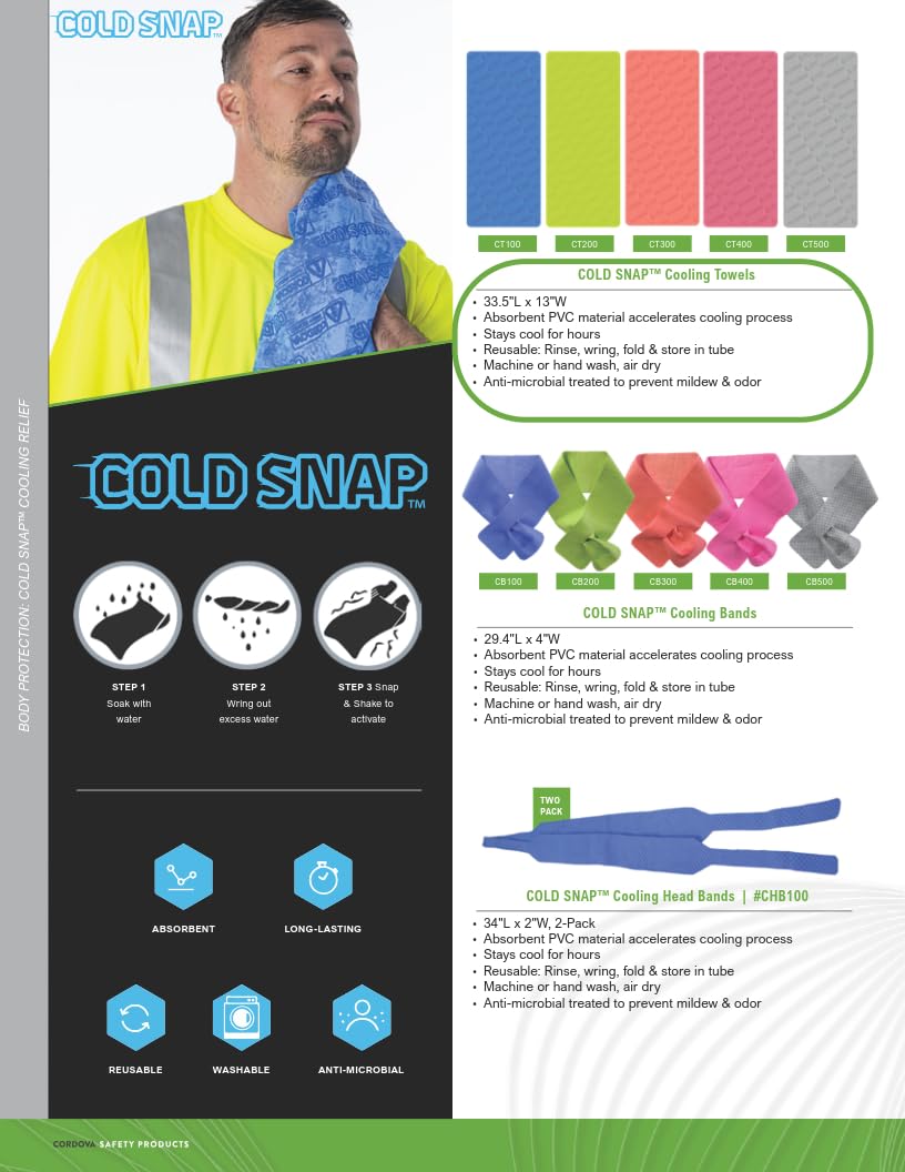 Cordova Consumer Products CT100 Coldsnap Cooling Towl - Blue - Super Absorbent and Evaporative PVA Material 33.5" L x 13" H