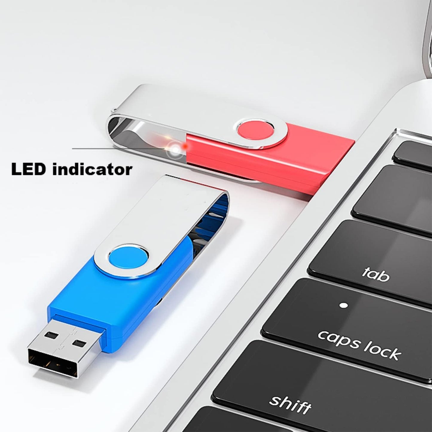 Maspen 2 Pack 64GB 2.0 USB Flash Drive USB Thumb Drives Jump Drive Fold Storage Memory Stick Swivel Design - Black
