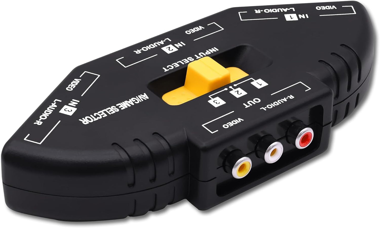 YARCHONN 3 3 1 PS3 RCA AV Audio Video Switcher Splitter Way Audio Video AV RCA Switch Game Selector Box Splitter in Out