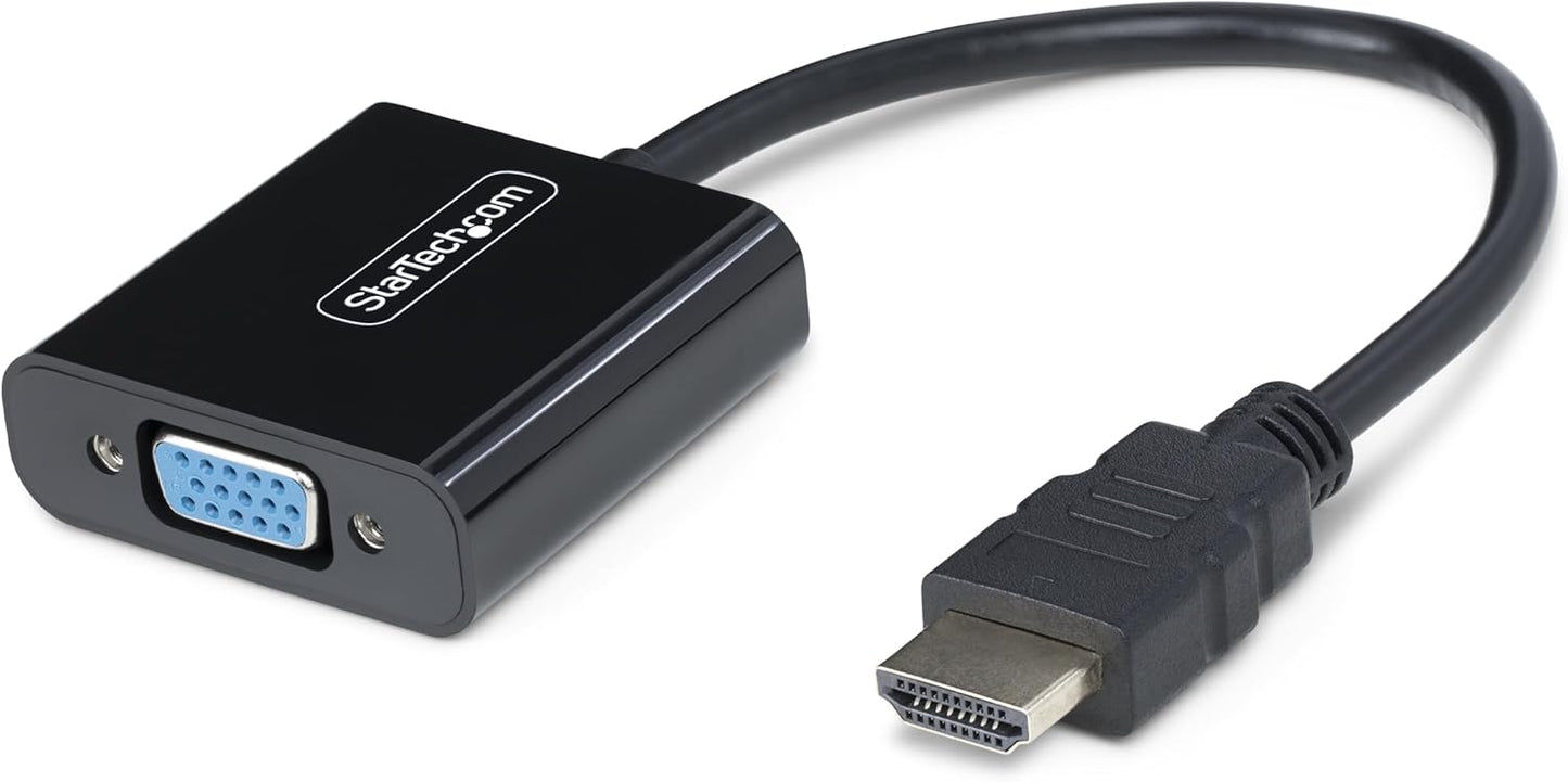 StarTech.com 1920x1080 (1080p), HDMI to VGA Adapter, Active Video Converter for Laptop/Desktop, HDMI Source to VGA