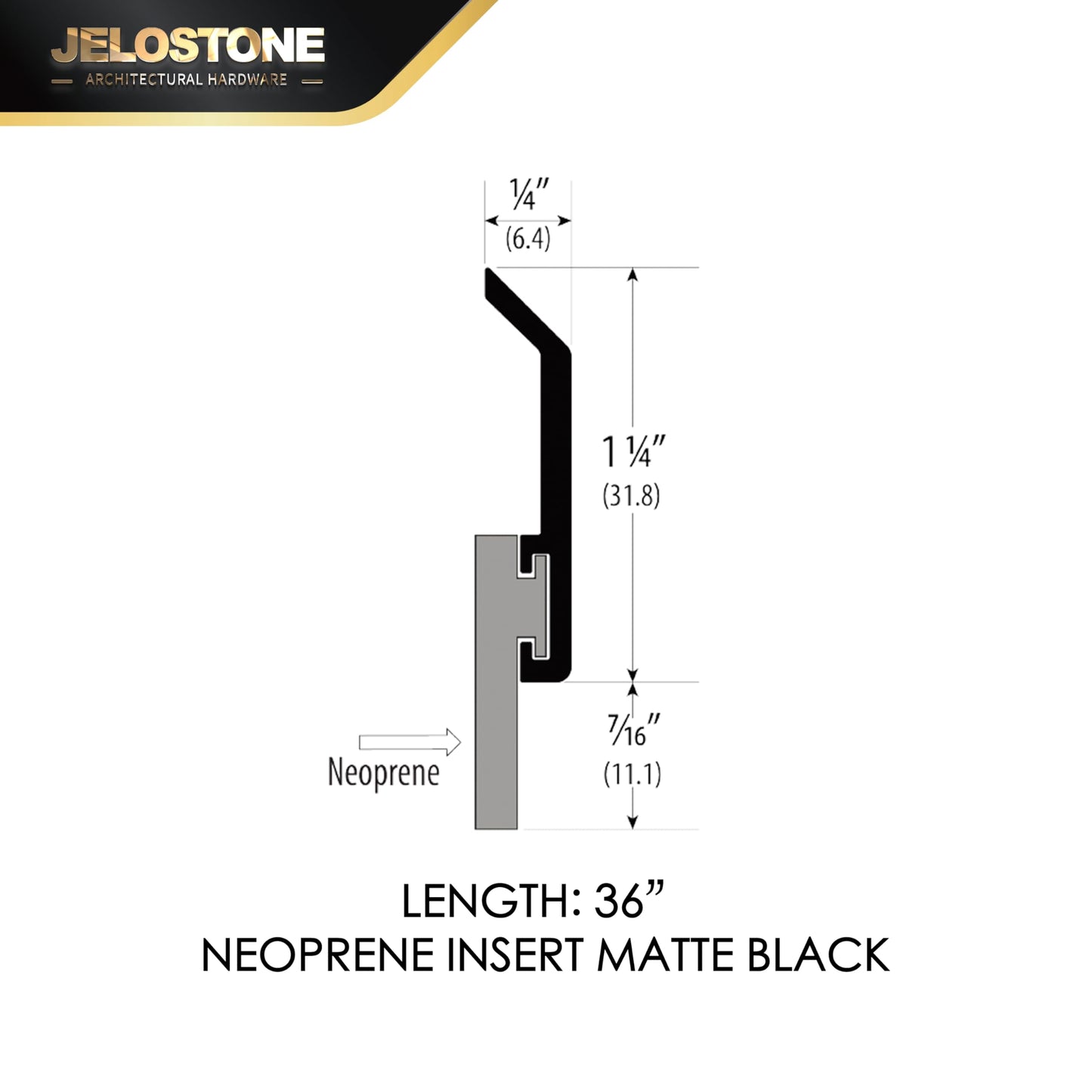 JELOSTONE 2 Pack - Commercial Door Bottom Sweep JS-N315, Heavy Duty Aluminum with Weather-Tolerant Neoprene Insert, UV-Resistant, 36", Matte Black Anodized – Ideal for Residential & Commercial Use