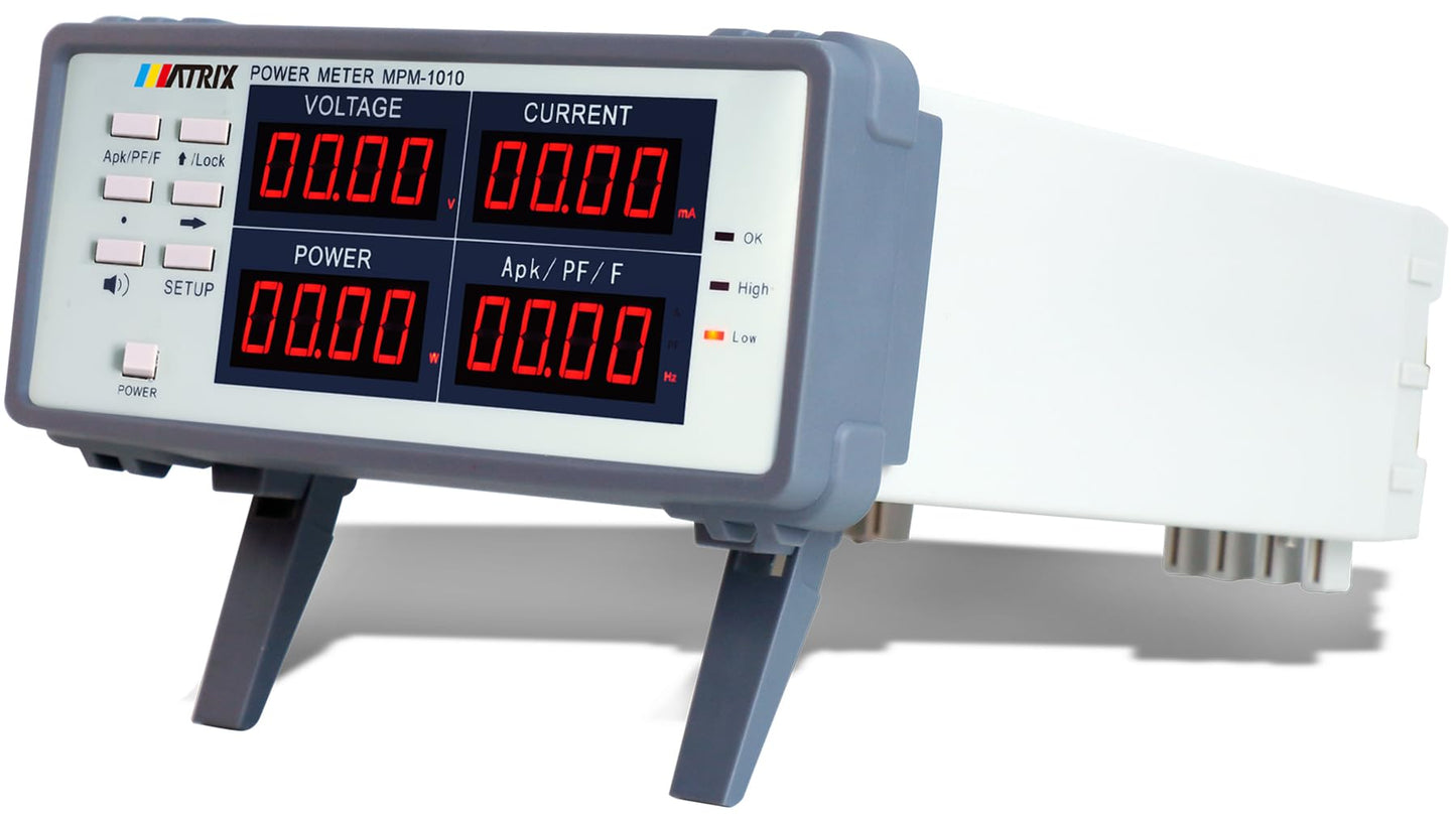 MATRIX MPM-1010 High Precision Bench Digital AC Power Meter - Voltage Current Power Factor and Frequency Meter with Upper and Lower Limit Set and Sound Light Alarm