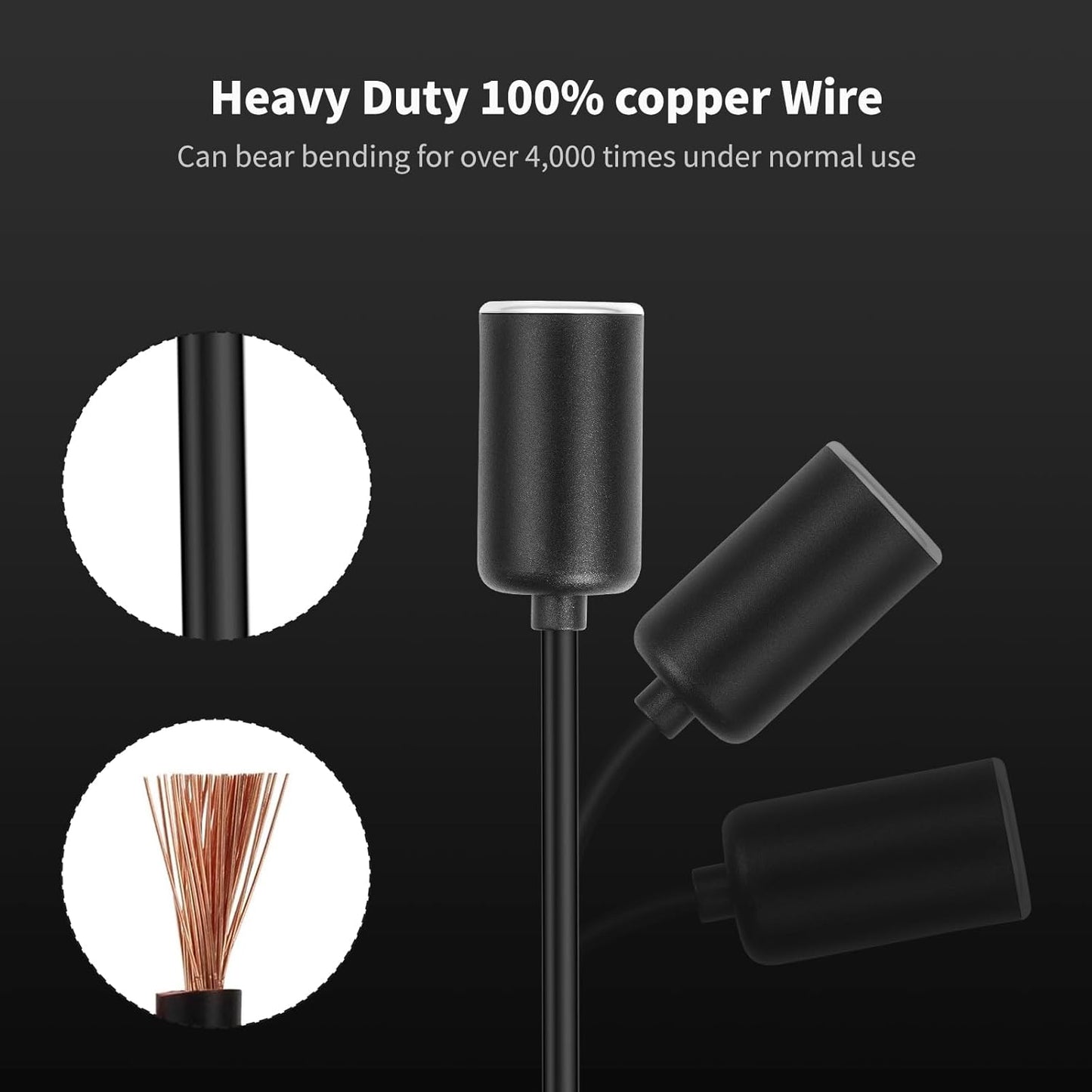 SiYear 12V 18W (0.3m/1FT) USB A Male to Cigarette Lighter Socket Adapter Power Cable for Driving Recorder, Radar