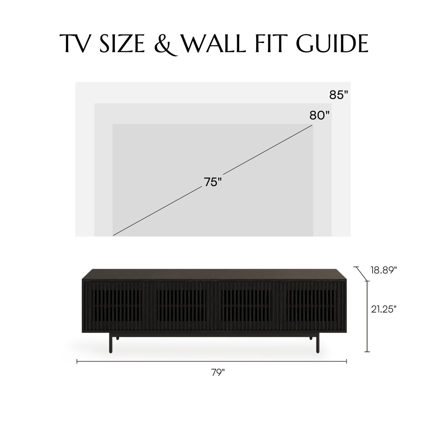 POVISON Mid-Century Modern TV Stand with Slatted Doors, Fully Assembled 78.74" Wood Media Console, TV Console with Tall-cast Metal Legs, Entertainment Center with Storage for Living Room