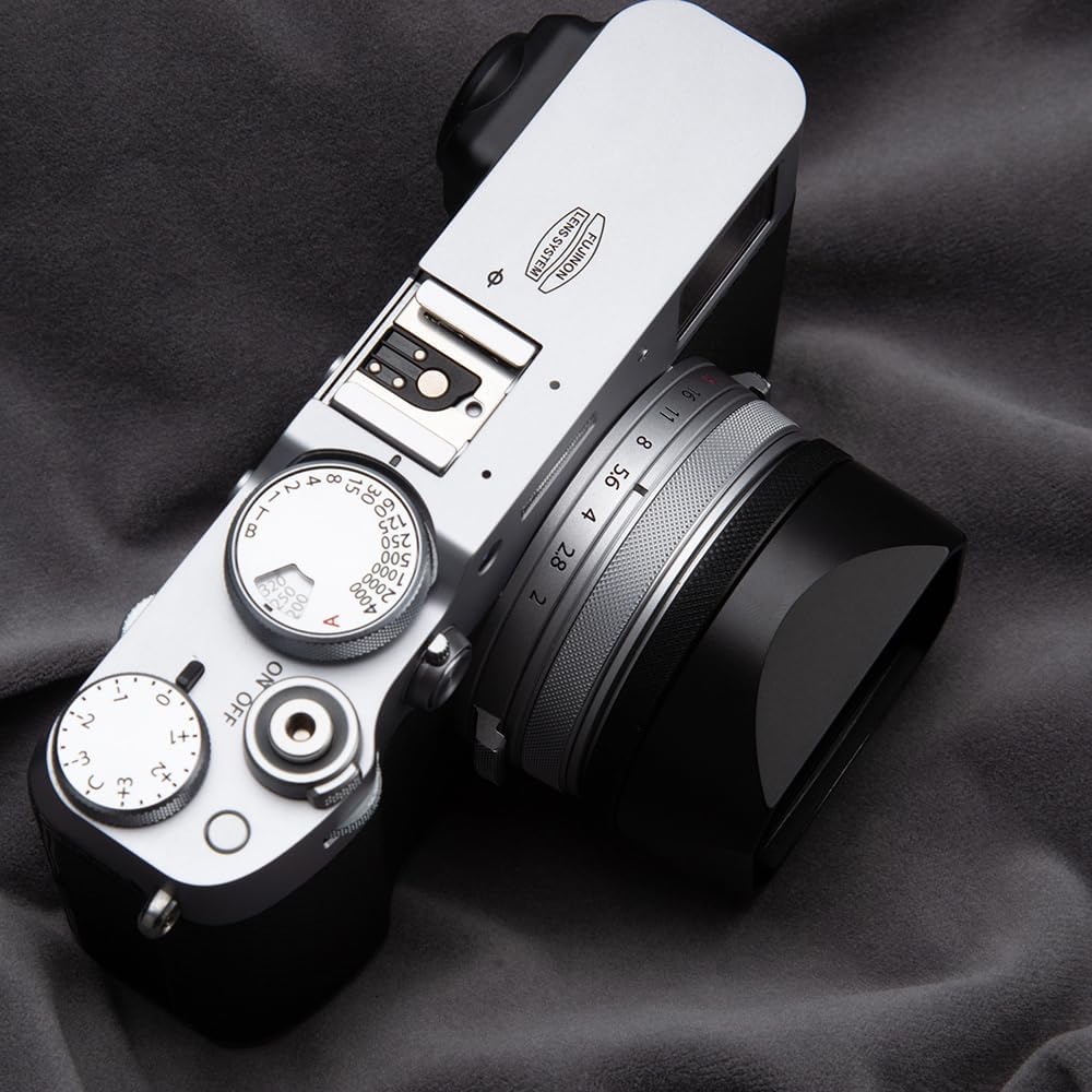 49mm X100V/X100VI (X100VI-Lens Metal Square Lens Hood (with Cap) with Adapter Ring for Fujifilm Camera Accessories
