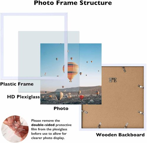 JCJMY 13x13 Picture Frame - White Wall Hanging Frame with Shatter-Resistant Plexiglass | Versatile Mounting Options