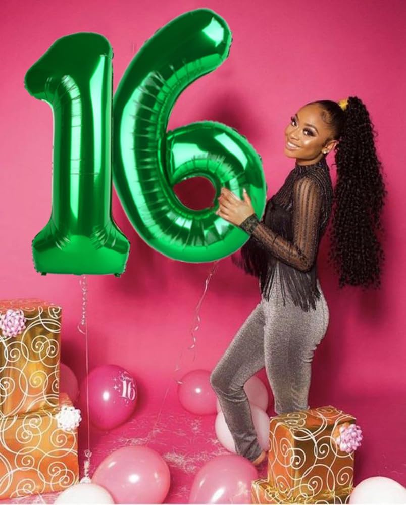 Number 7 Balloon - 40 Inch Dark Green Birthday Decoration for 7th, 17th, 27th, and 70th Celebrations