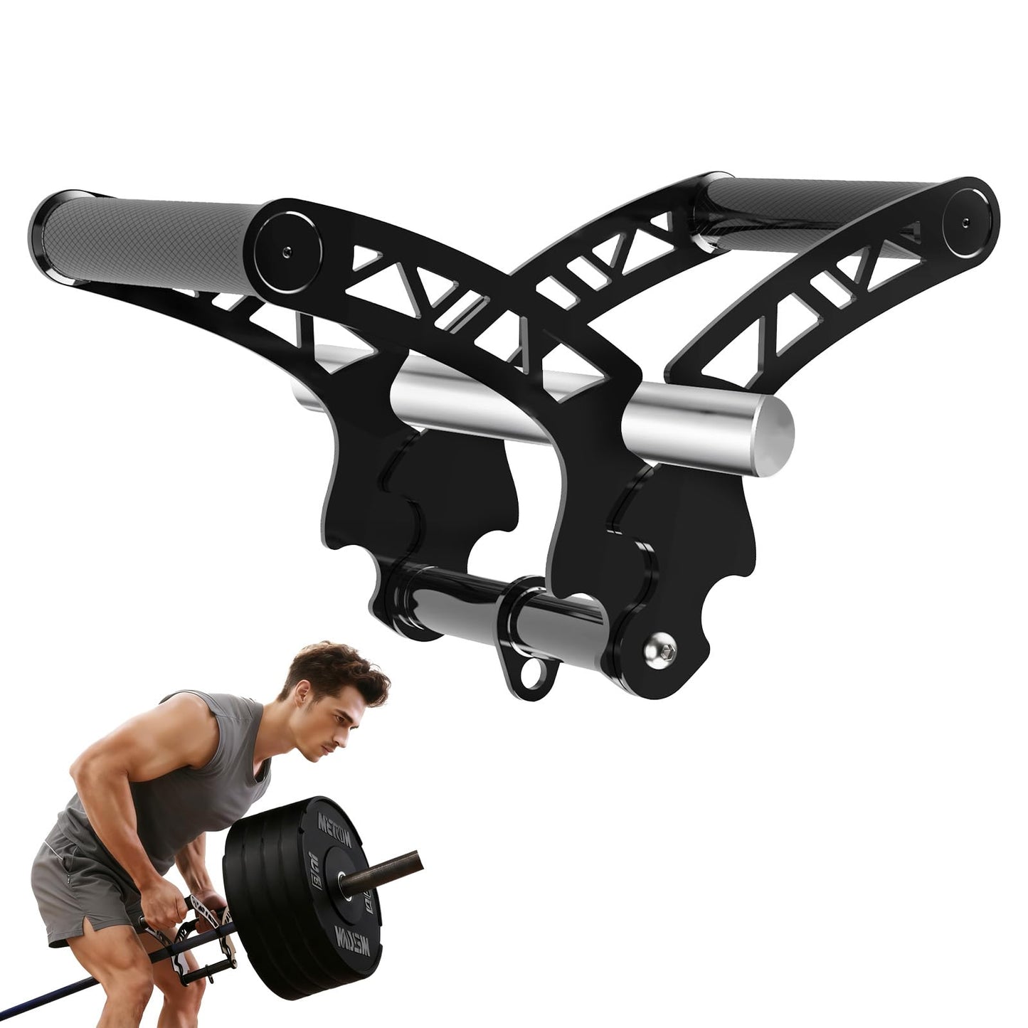 Fitarc Adjustable Width T Bar Row Handle,Landmine Attachment for Barbell,U Clips Gym Landmine Handle V Bar Attachment Exercise for Back,Arm,Shoulder